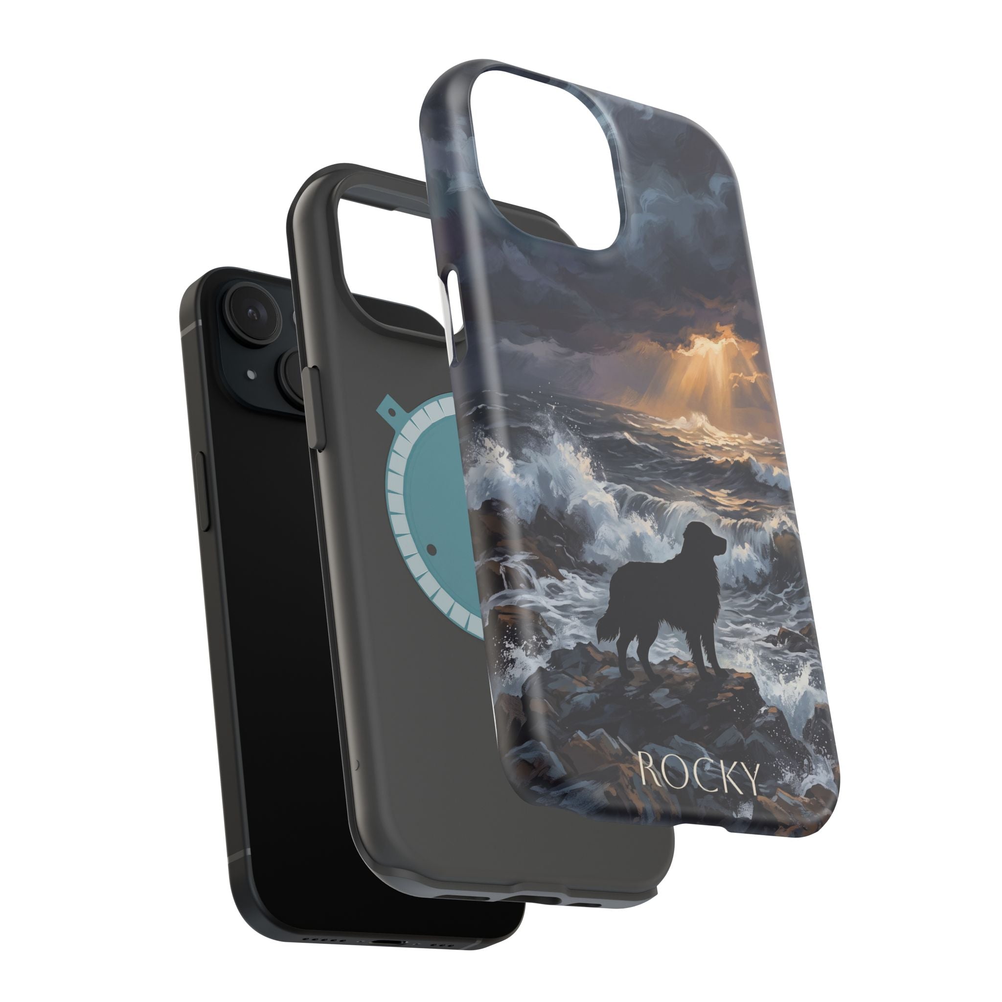 Personalized Golden Retriever Stormy Sea Phone Case — Wireless Charging Cover