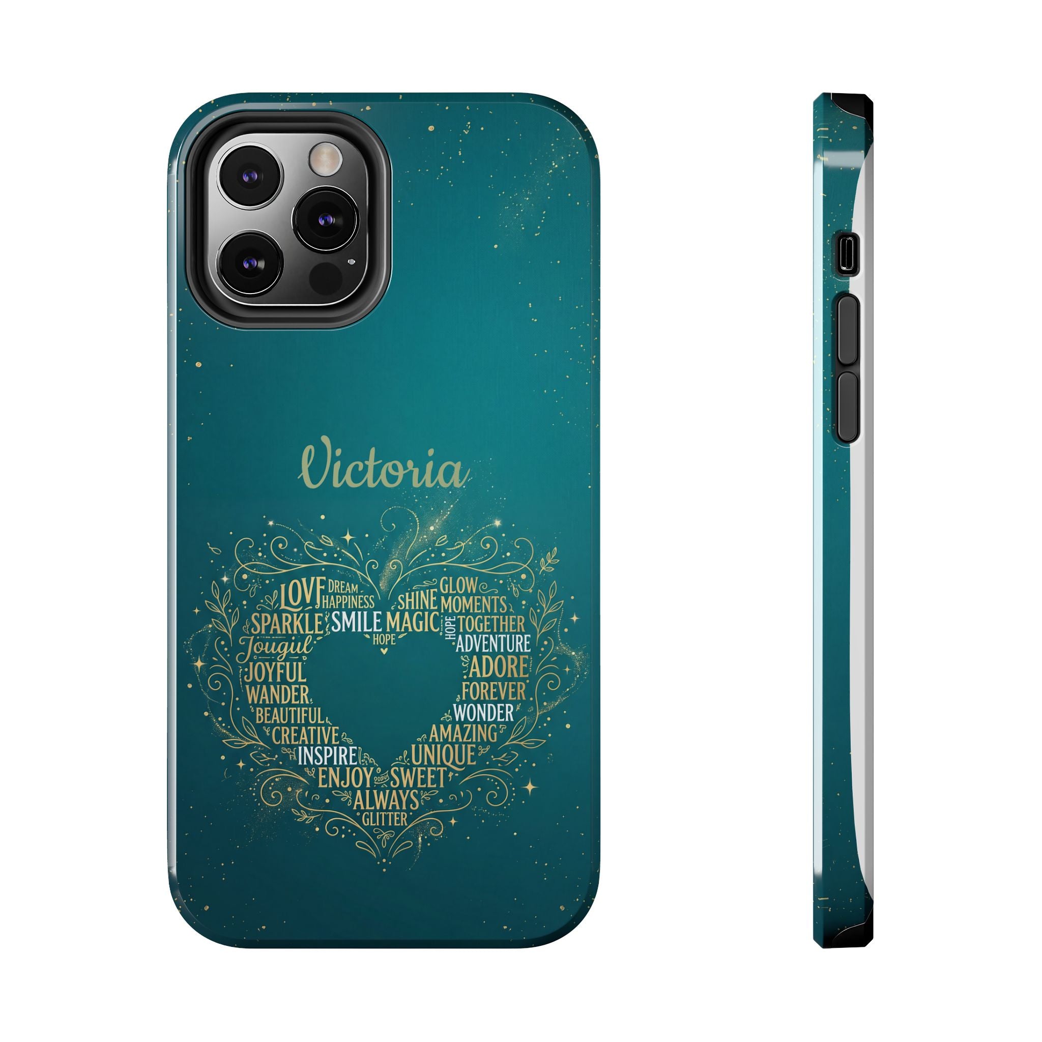 Personalized Teacher Phone Case — Custom Name Heart Word Art Design