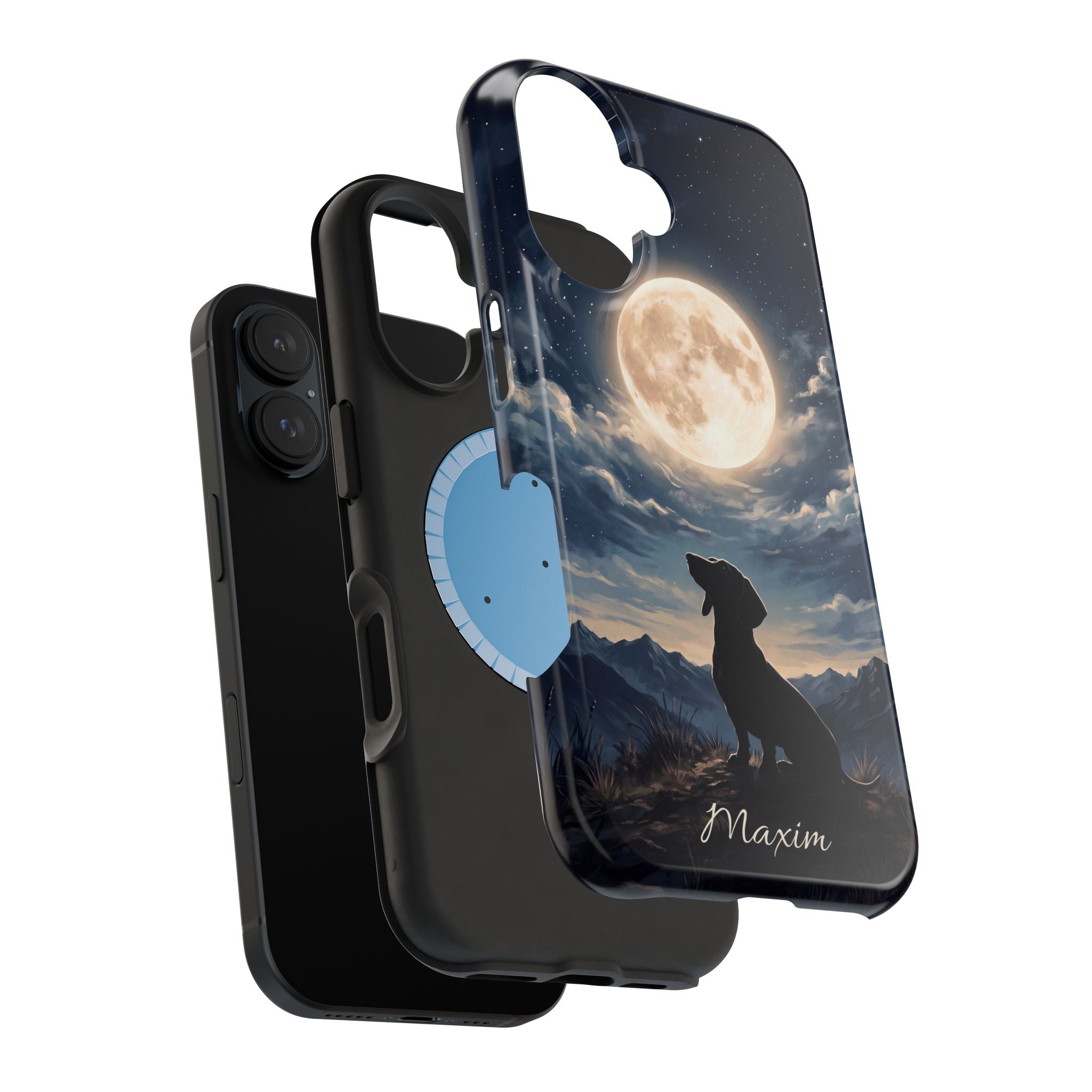 Personalized Dachshund Moonlight Phone Case — Wireless Charging Cover