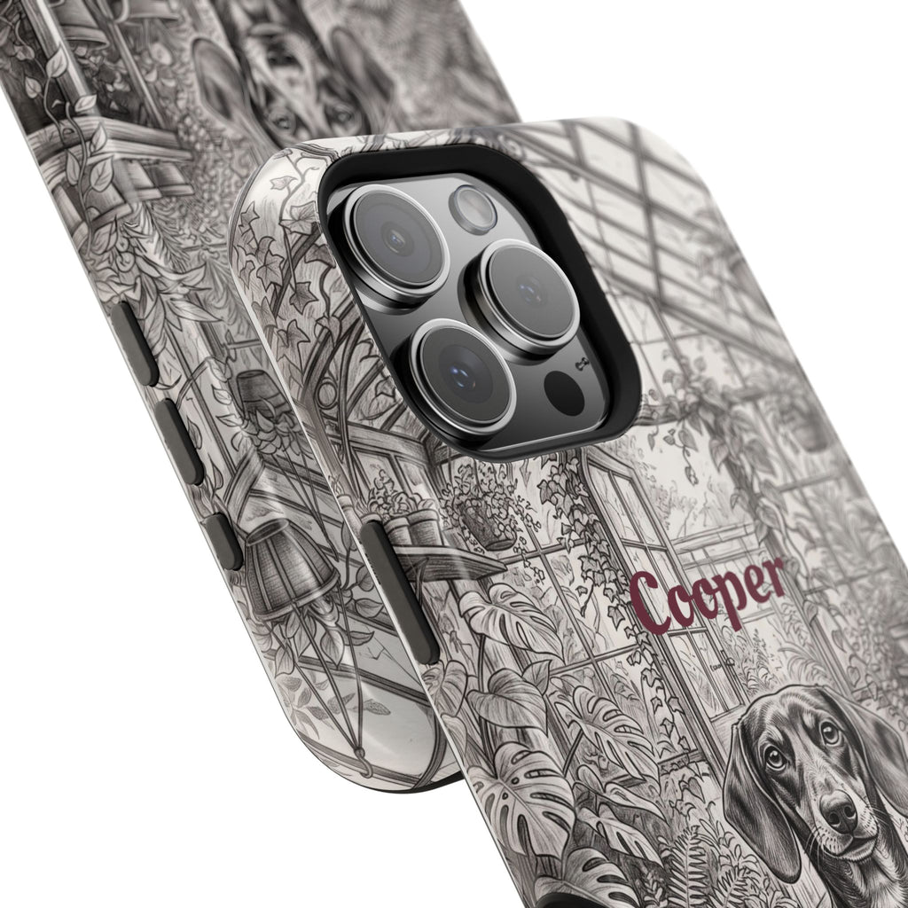 Personalized Dachshund Vintage Greenhouse Phone Case — Wireless Charging Cover