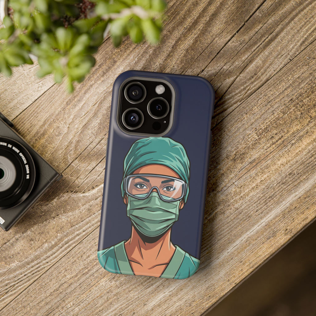 Bold Nurse Portrait Phone Case — Magnetic Wireless Charging Cover