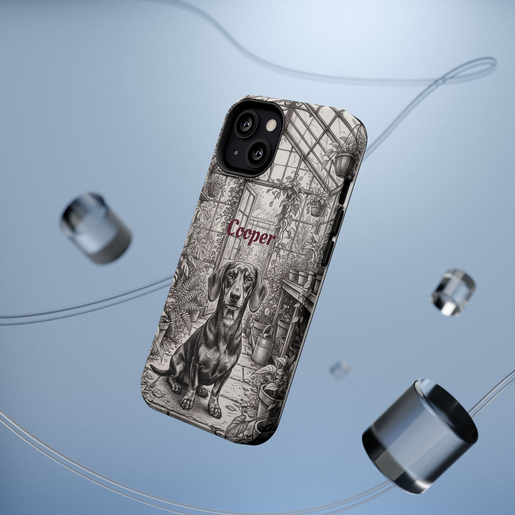 Personalized Dachshund Vintage Greenhouse Phone Case — Wireless Charging Cover