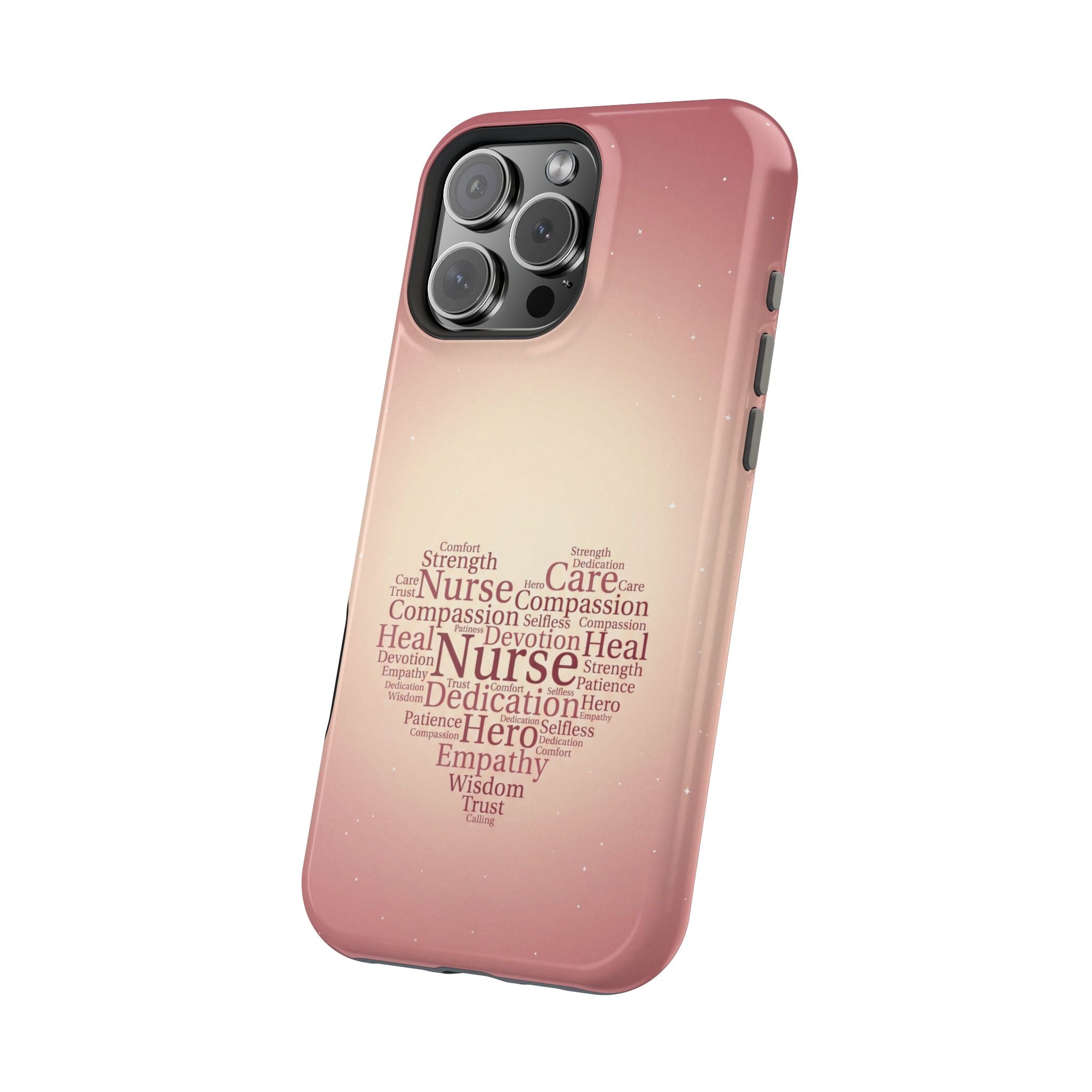 Nurse Heart Word Art Phone Case — Impact-Resistant Wireless Charging Cover
