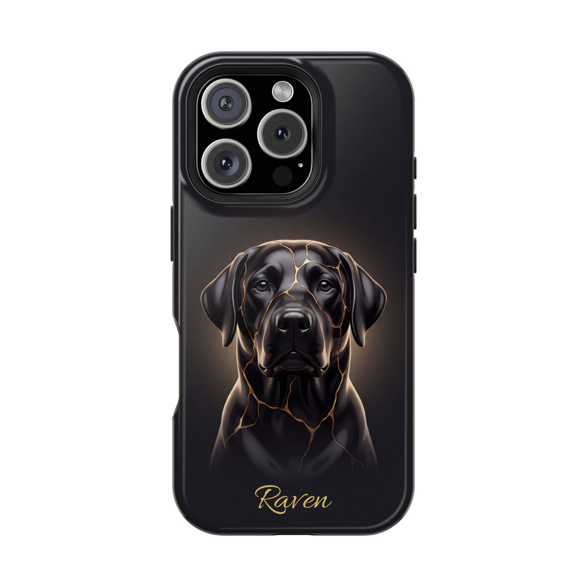 Personalized Obsidian Kintsugi Labrador Phone Case — Tough Magnetic Case with Wireless Charging