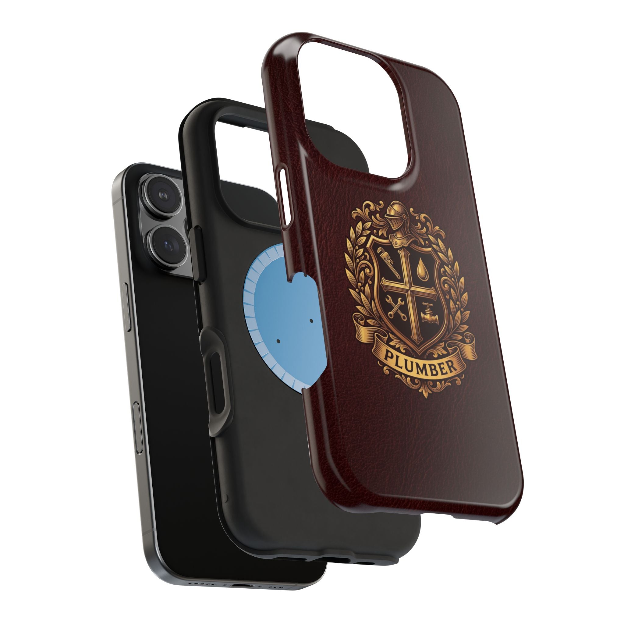 Plumber Crest Phone Case — Heraldic Shield Design Wireless Charging Cover