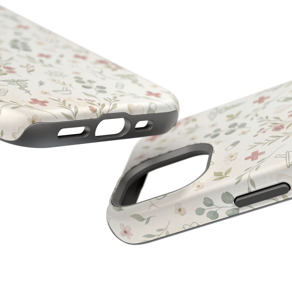 Floral Nurse Phone Case — Impact-Resistant Wireless Charging Cover