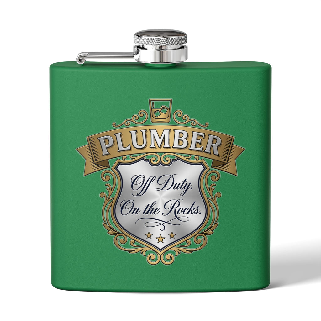 Flask — "Off Duty. On the Rocks." 6oz Stainless Steel Hip Flask