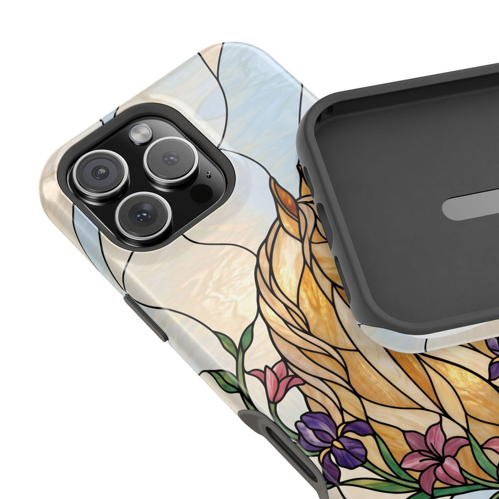 Floral Stained Glass Horse Phone Case — Tough Magnetic Case with Wireless Charging