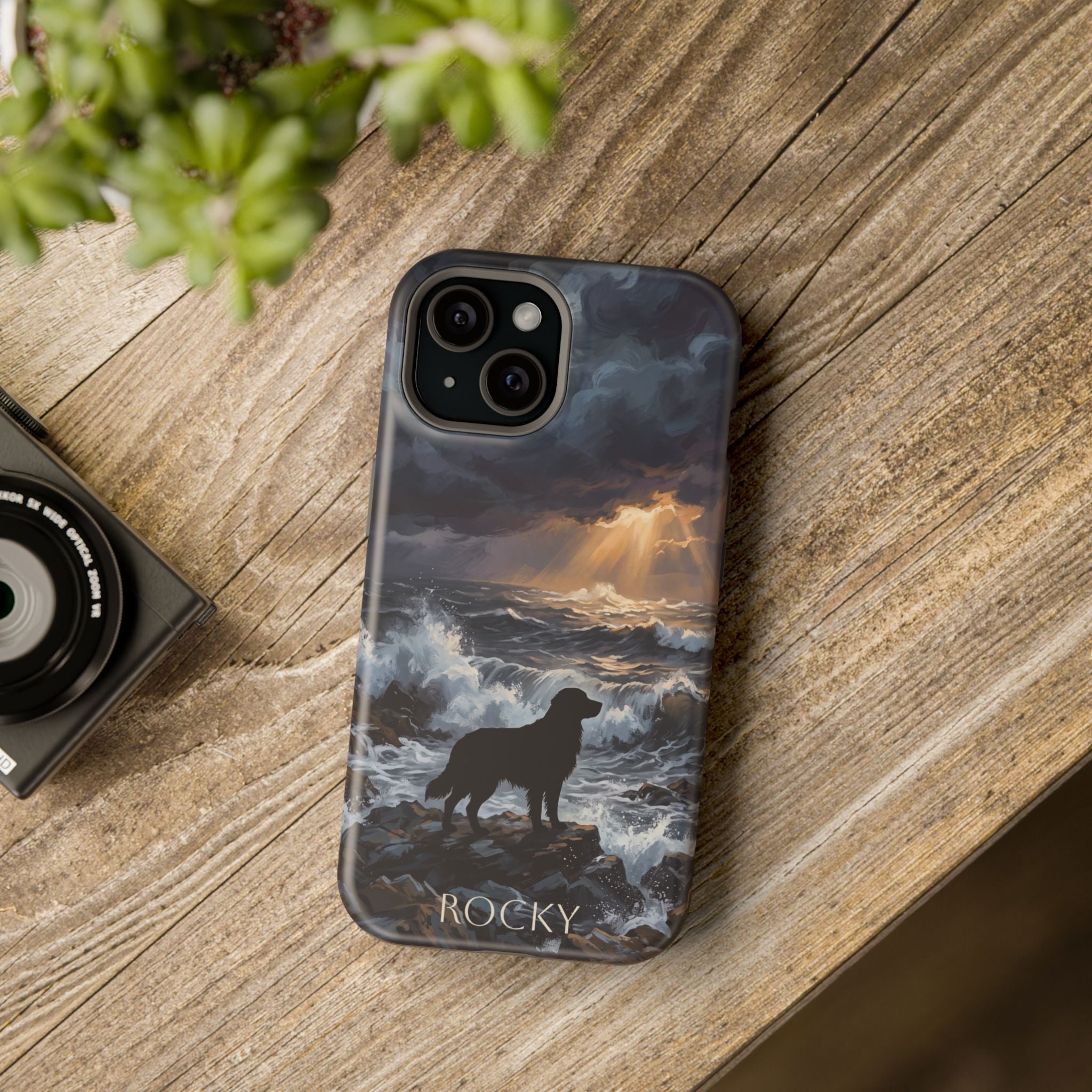 Personalized Golden Retriever Stormy Sea Phone Case — Wireless Charging Cover