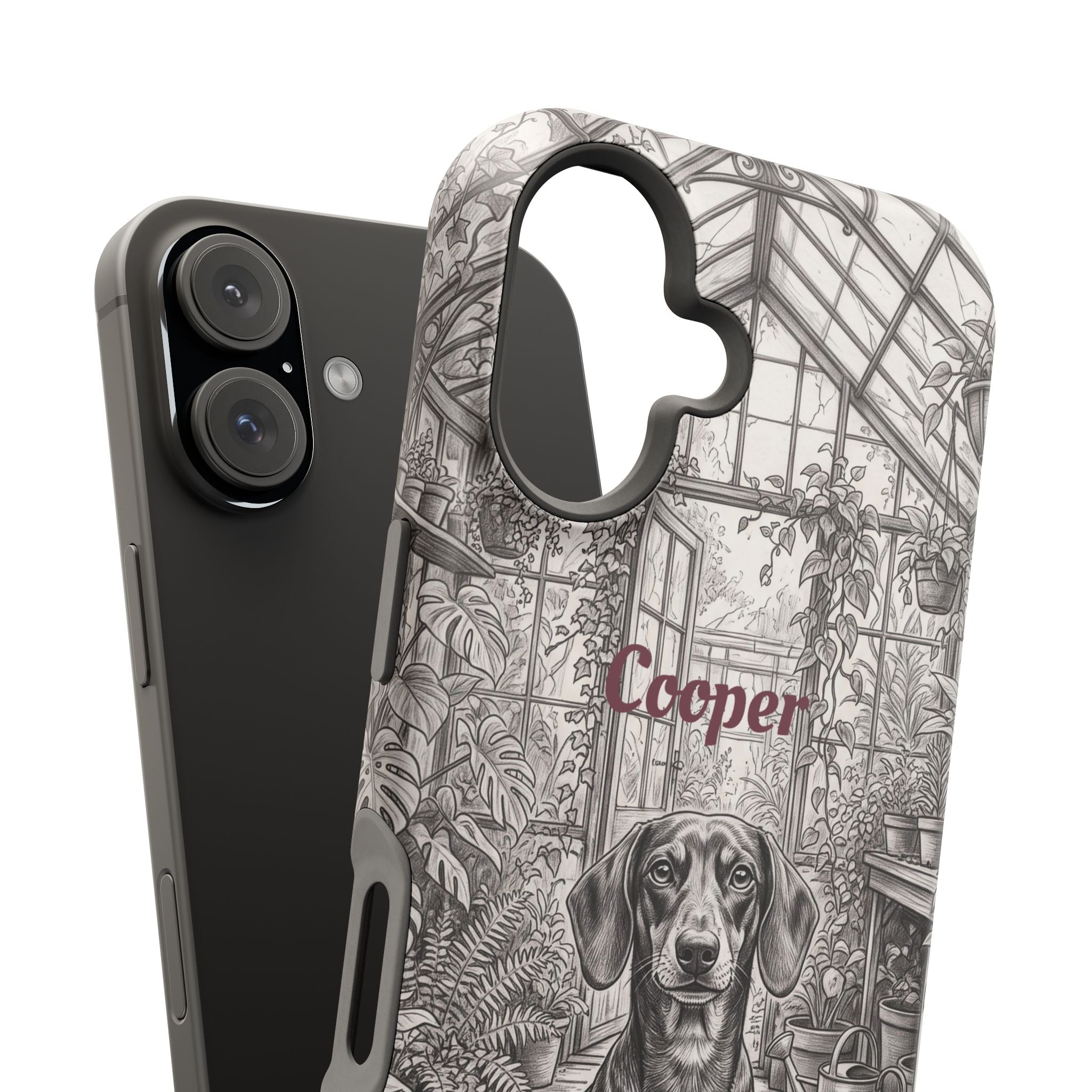 Personalized Dachshund Vintage Greenhouse Phone Case — Wireless Charging Cover