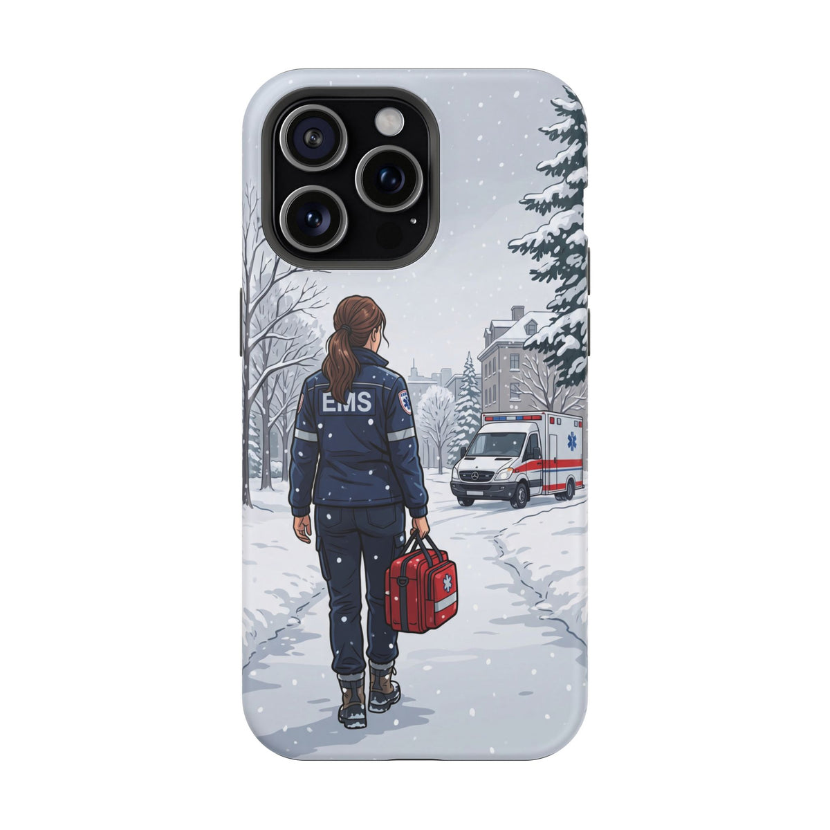 Paramedic/EMT Winter Phone Case — Magnetic Wireless Charging Cover