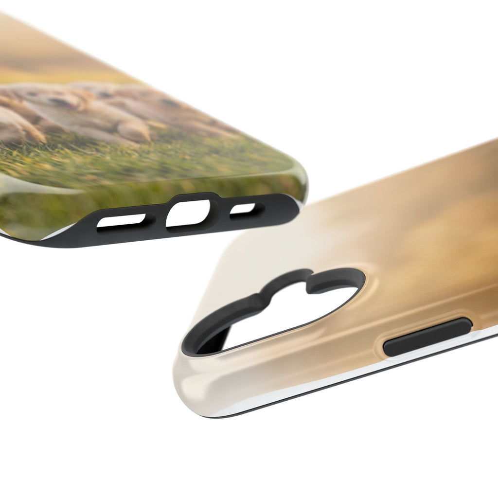 Golden Retriever Puppies Phone Case — Impact-Resistant Wireless Charging Cover