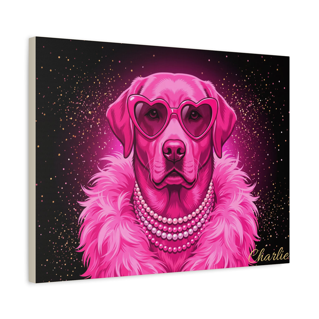 Labrador Personalized Canvas | Pink Glam Diva Wall Art