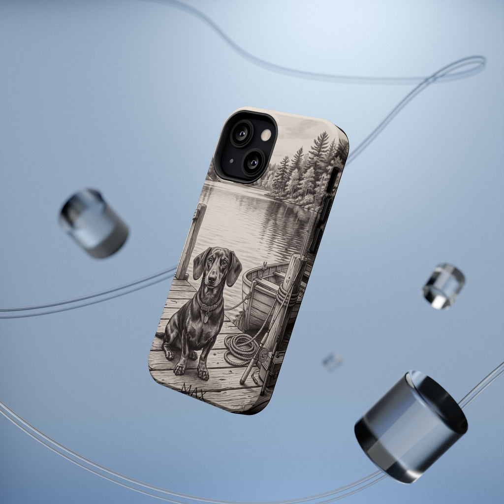 Personalized Dachshund Sunset Beach Phone Case — Wireless Charging Cover