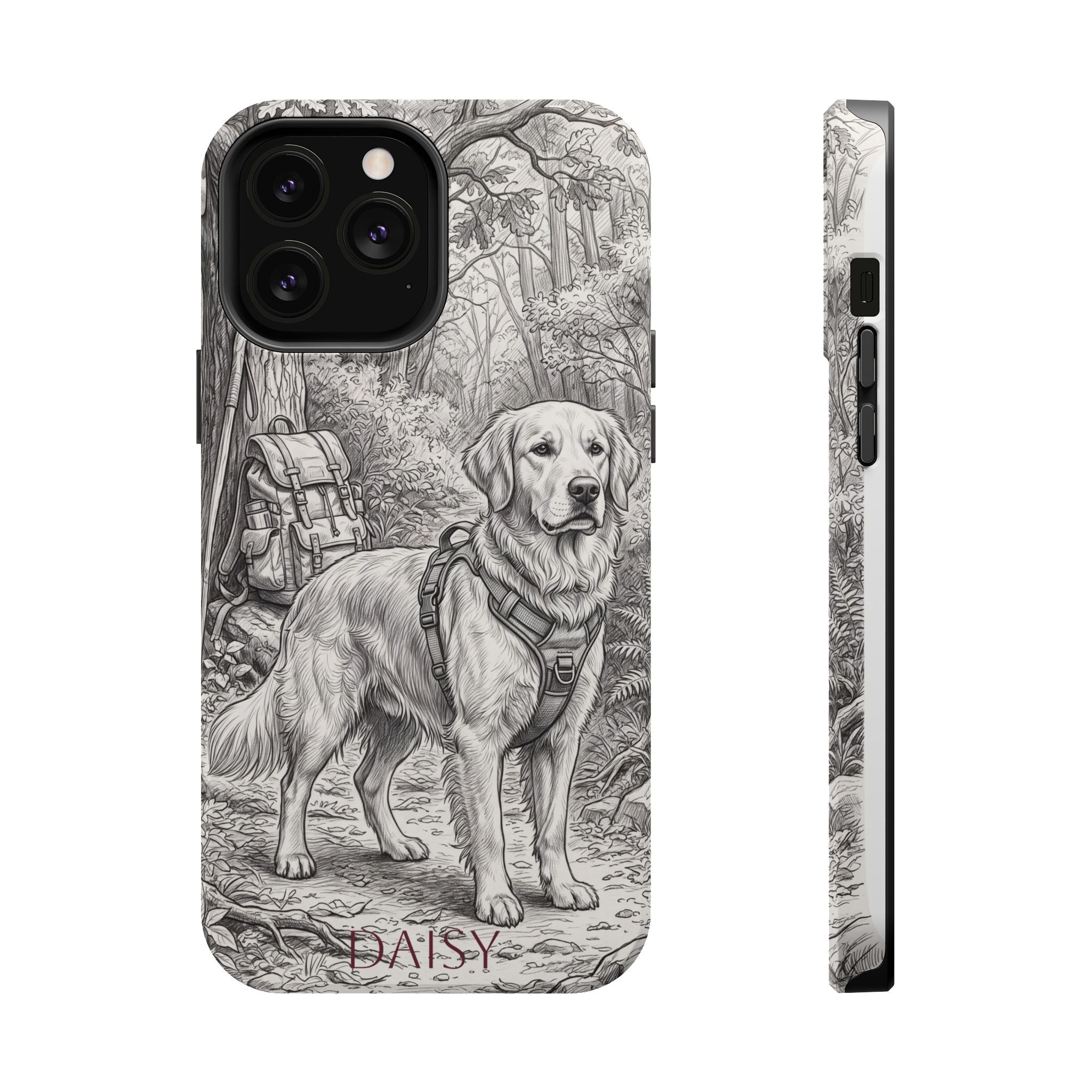 Personalized Golden Retriever Woodland Trail Phone Case — Wireless Charging Cover