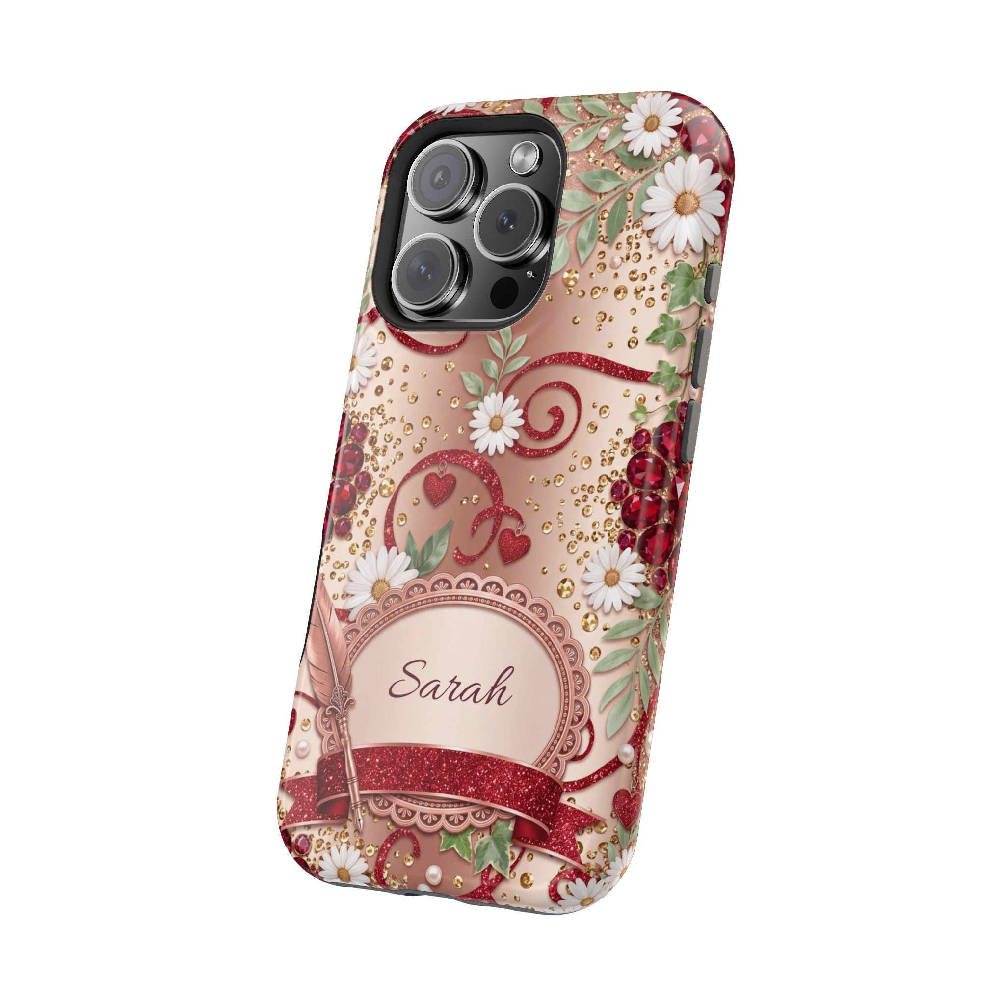 Personalized Vintage Floral Teacher Phone Case — Wireless Charging Cover