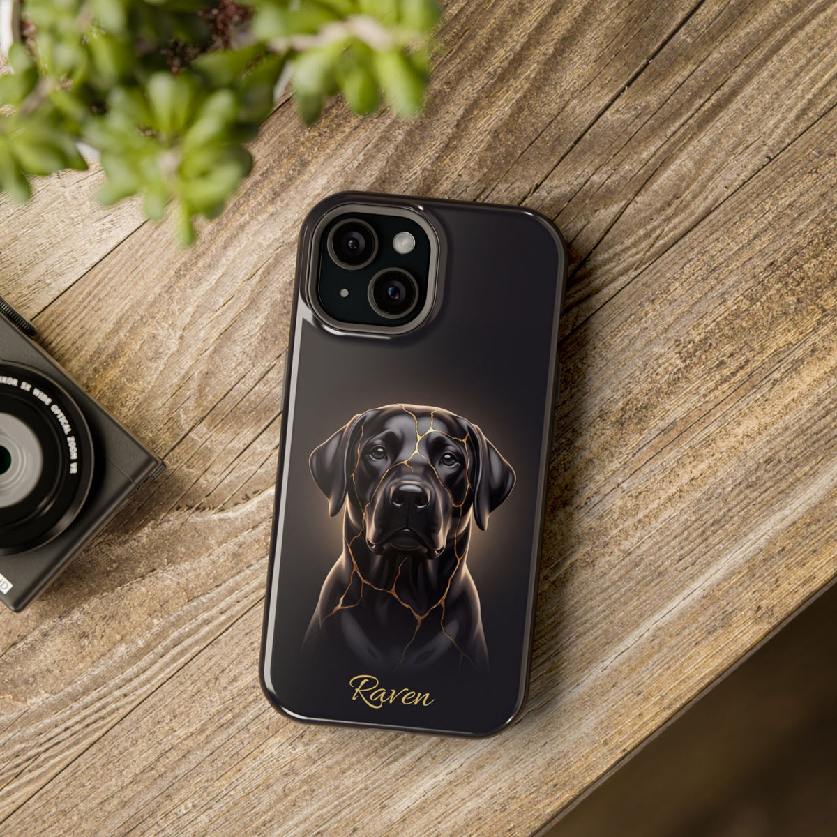 Personalized Obsidian Kintsugi Labrador Phone Case — Tough Magnetic Case with Wireless Charging
