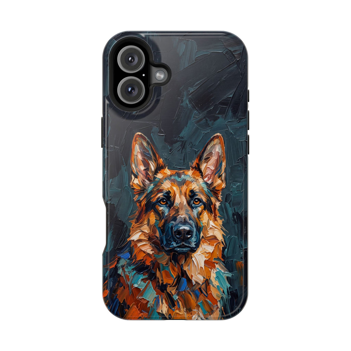 German Shepherd Phone Case | Palette Knife Painting Art — Tough Magnetic Case with Wireless Charging