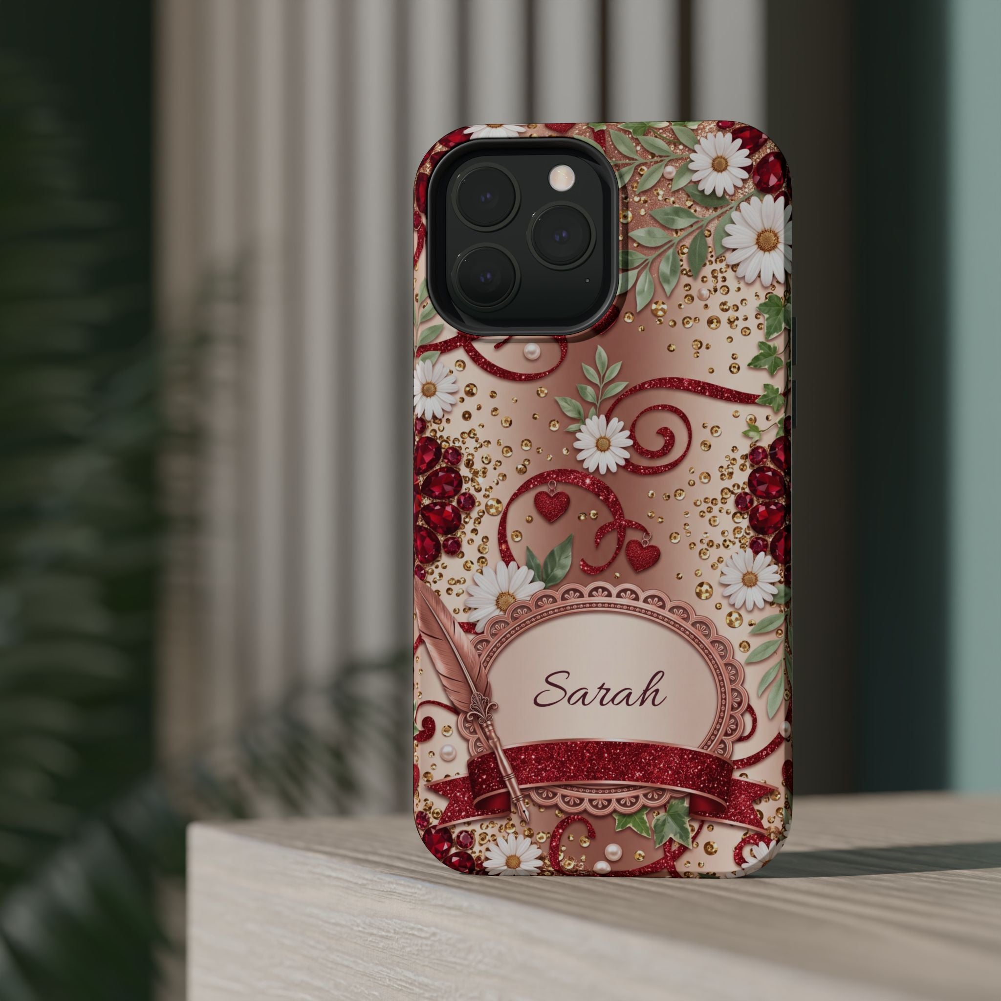 Personalized Vintage Floral Teacher Phone Case — Wireless Charging Cover