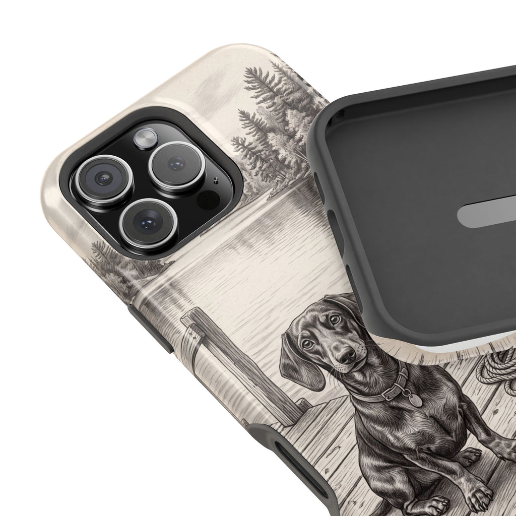 Personalized Dachshund Sunset Beach Phone Case — Wireless Charging Cover