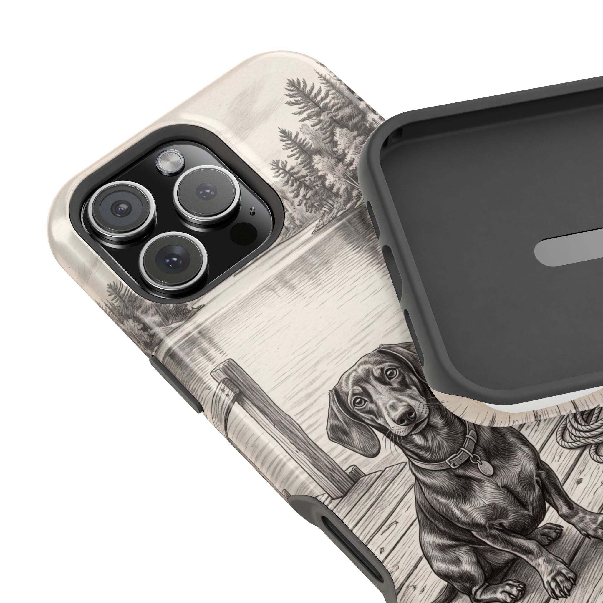 Personalized Dachshund Sunset Beach Phone Case — Wireless Charging Cover