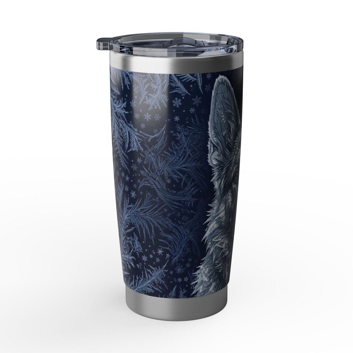 German Shepherd Tumbler | Frost Crystal Art — 20 oz Stainless Travel Mug