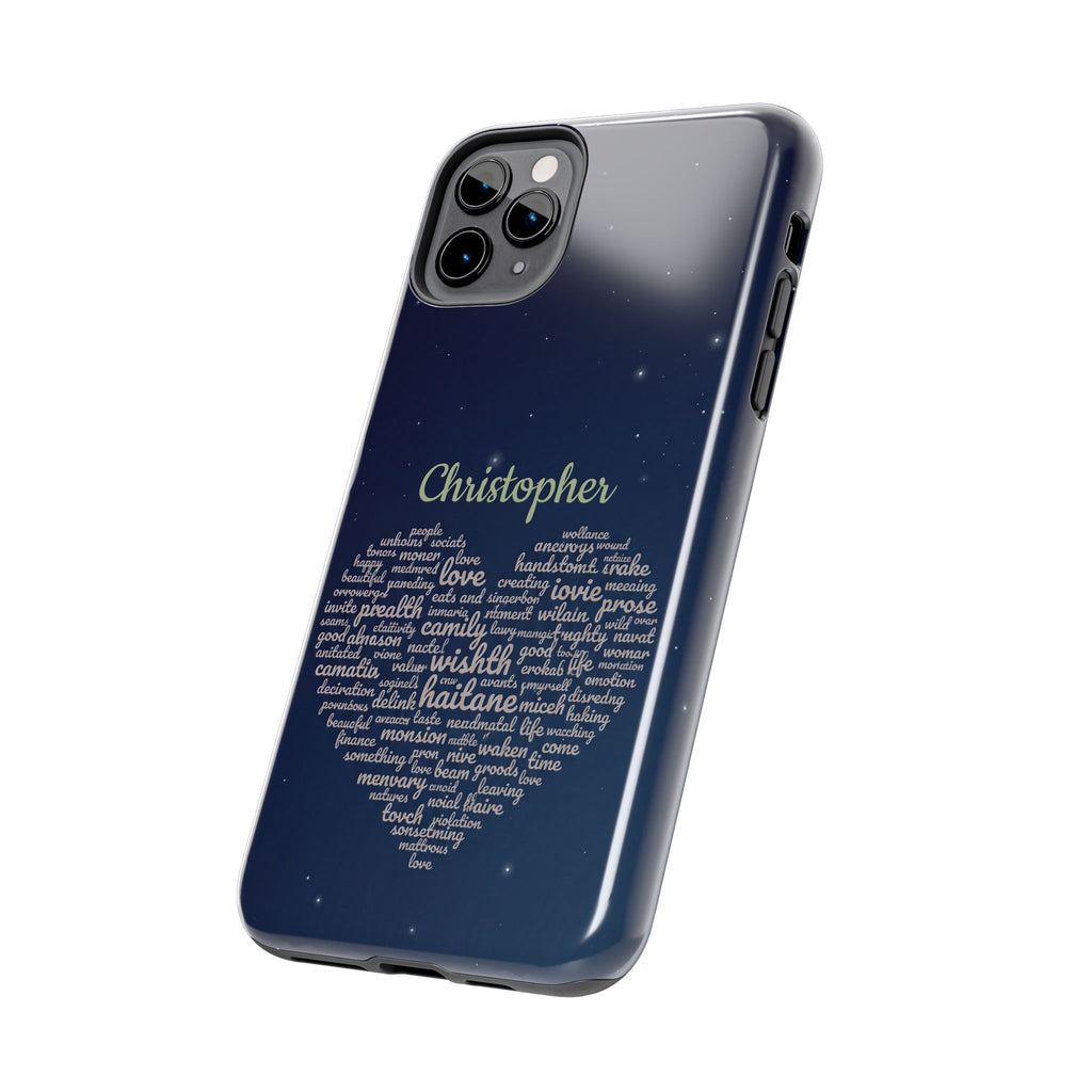 Personalized Teacher Heart Word Cloud Phone Case — Custom Name Starry Design