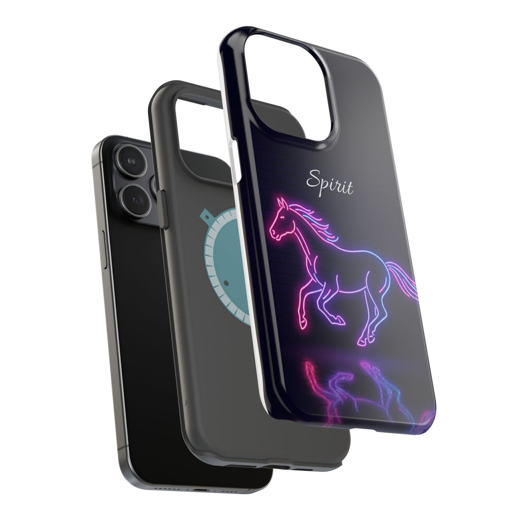 Personalized Neon Glow Horse Phone Case — Tough Magnetic Case with Wireless Charging