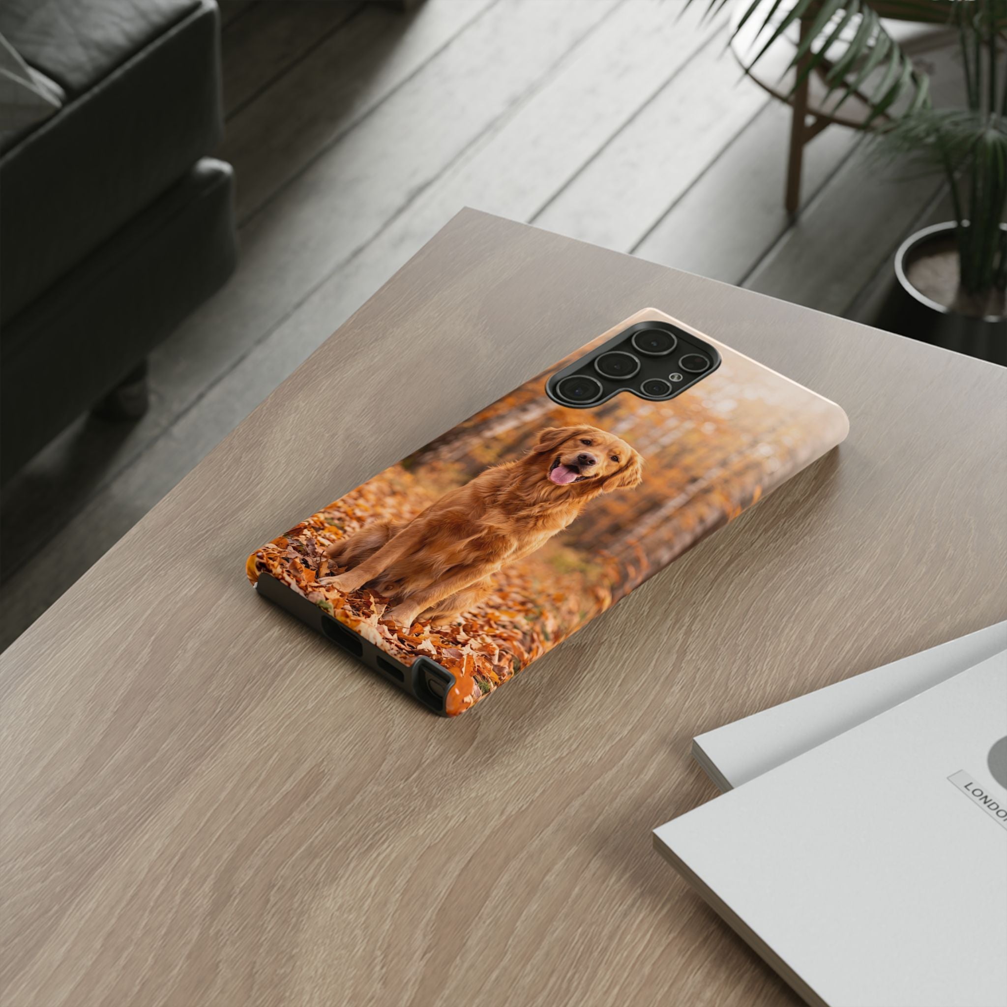 Golden Retriever Autumn Forest Phone Case | Happy Dog in Fall Foliage | Samsung & iPhone