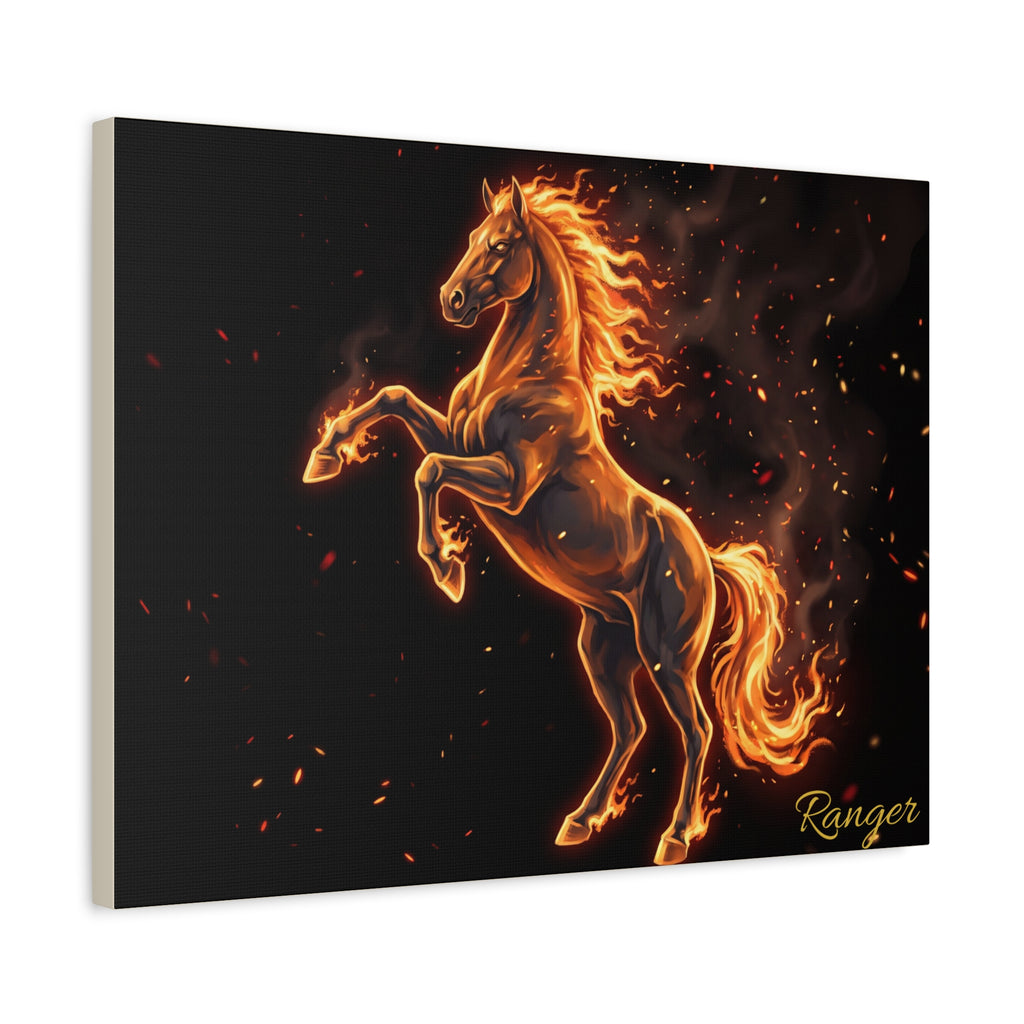 Horse Personalized Canvas | Fire and Embers Rearing Horse Wall Art