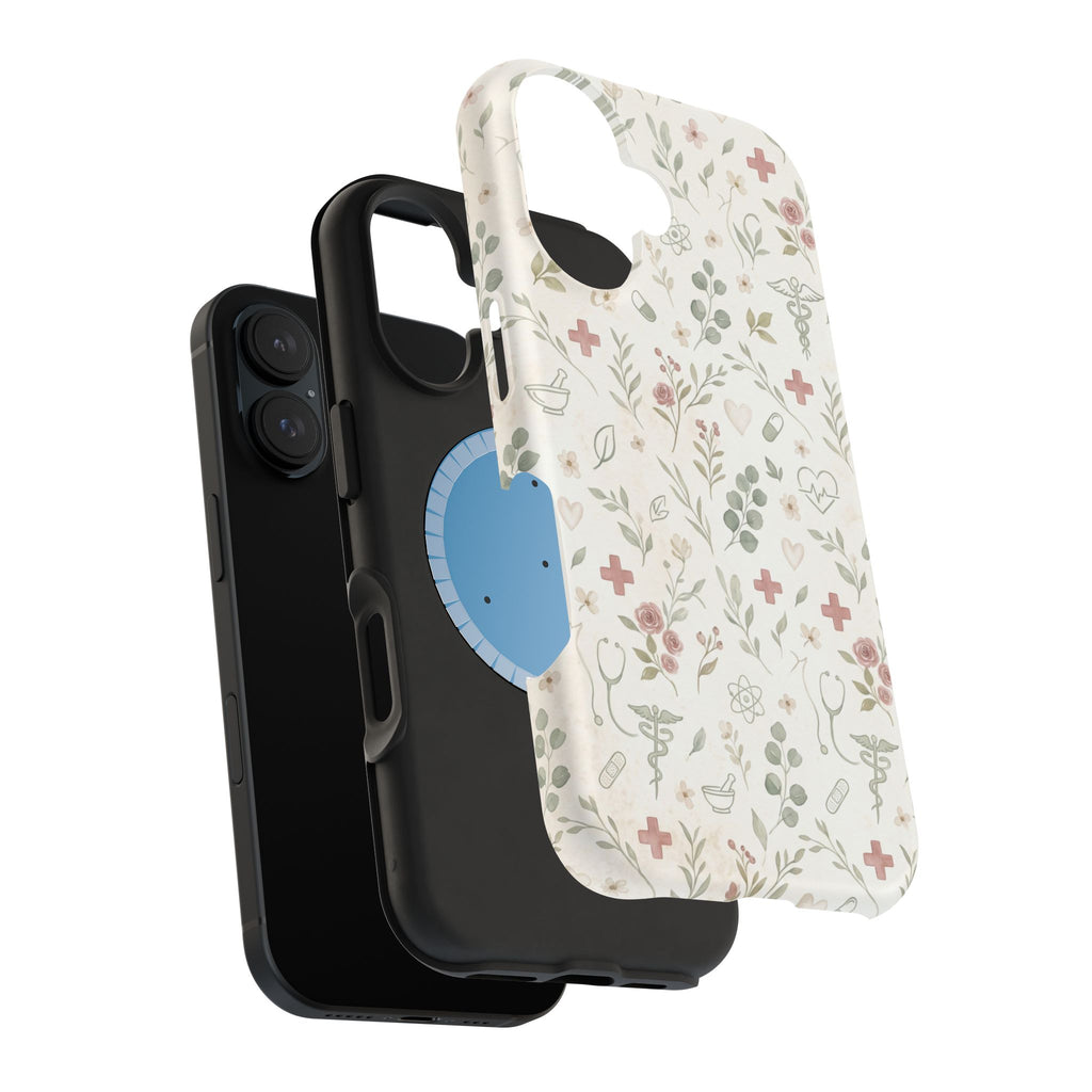 Floral Nurse Phone Case — Impact-Resistant Wireless Charging Cover