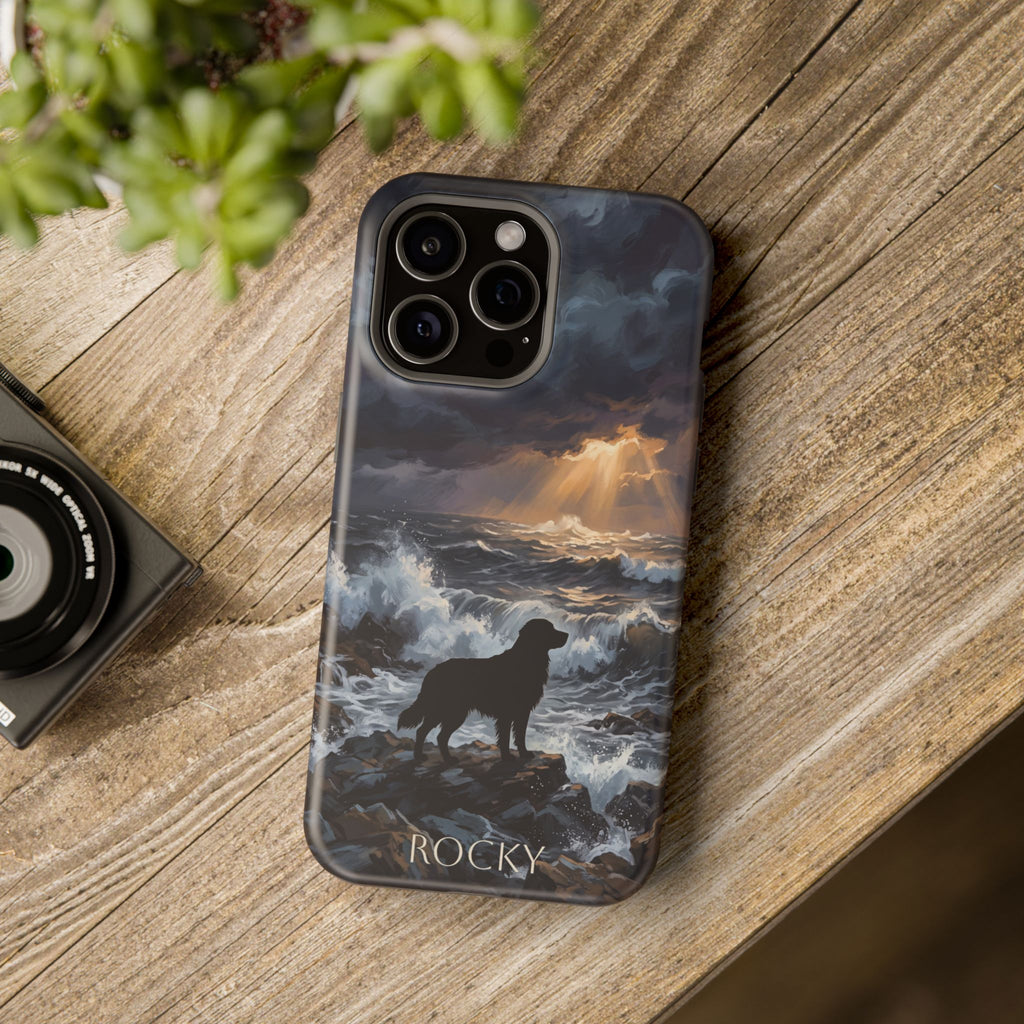 Personalized Golden Retriever Stormy Sea Phone Case — Wireless Charging Cover
