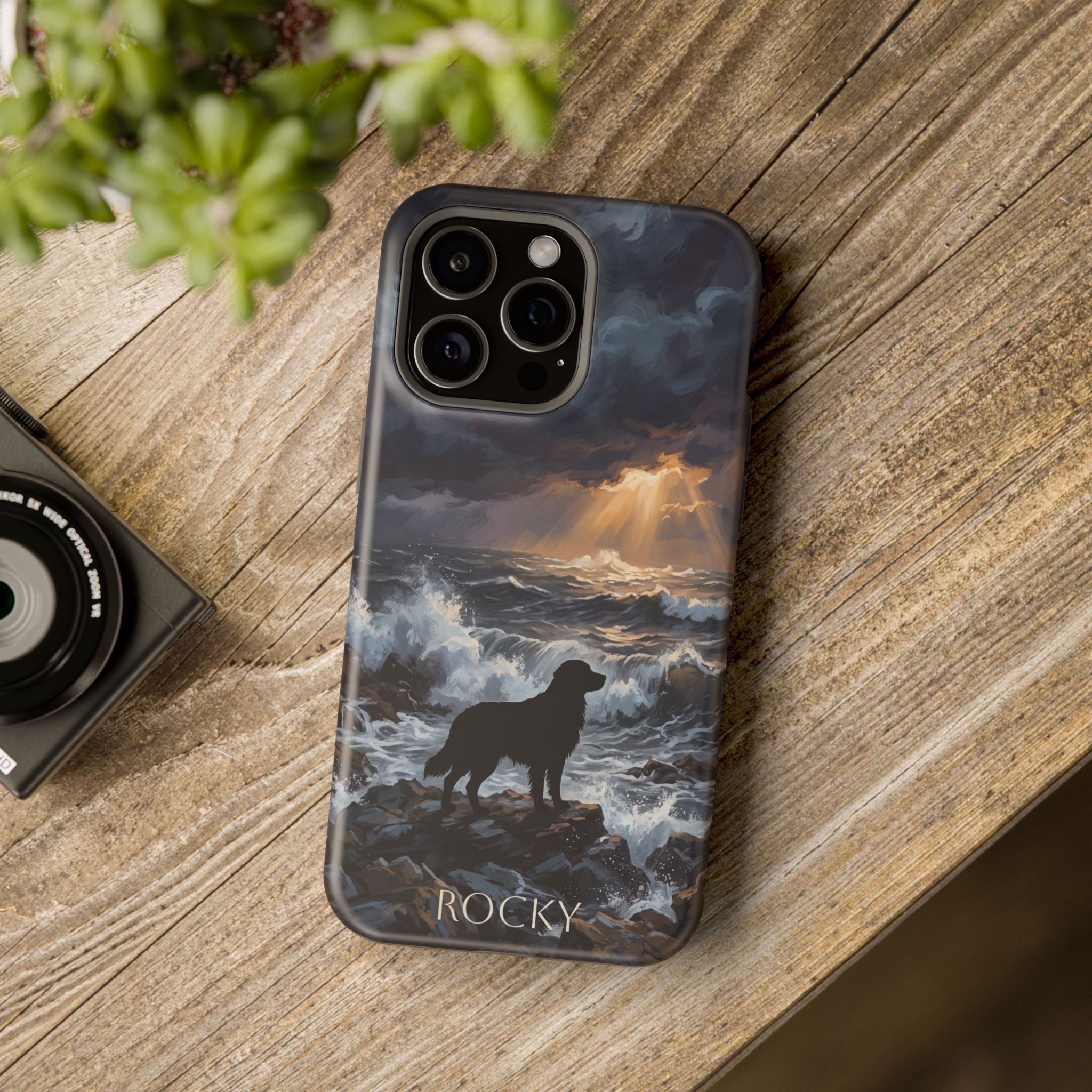 Personalized Golden Retriever Stormy Sea Phone Case — Wireless Charging Cover