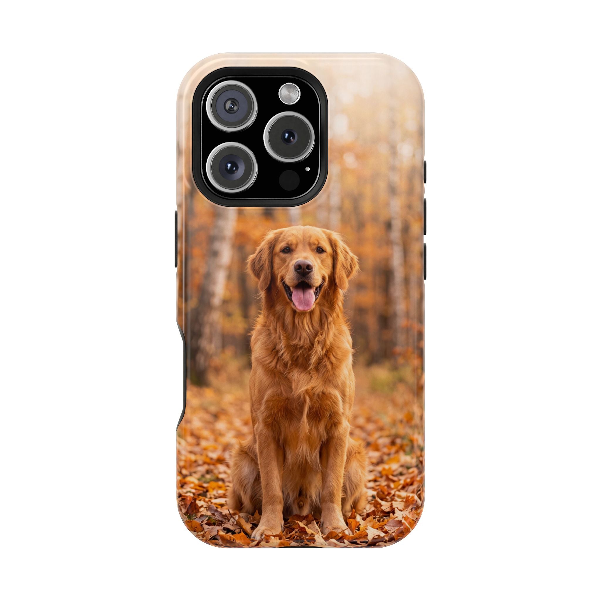 Autumn Golden Retriever Phone Case — Impact-Resistant Wireless Charging Cover