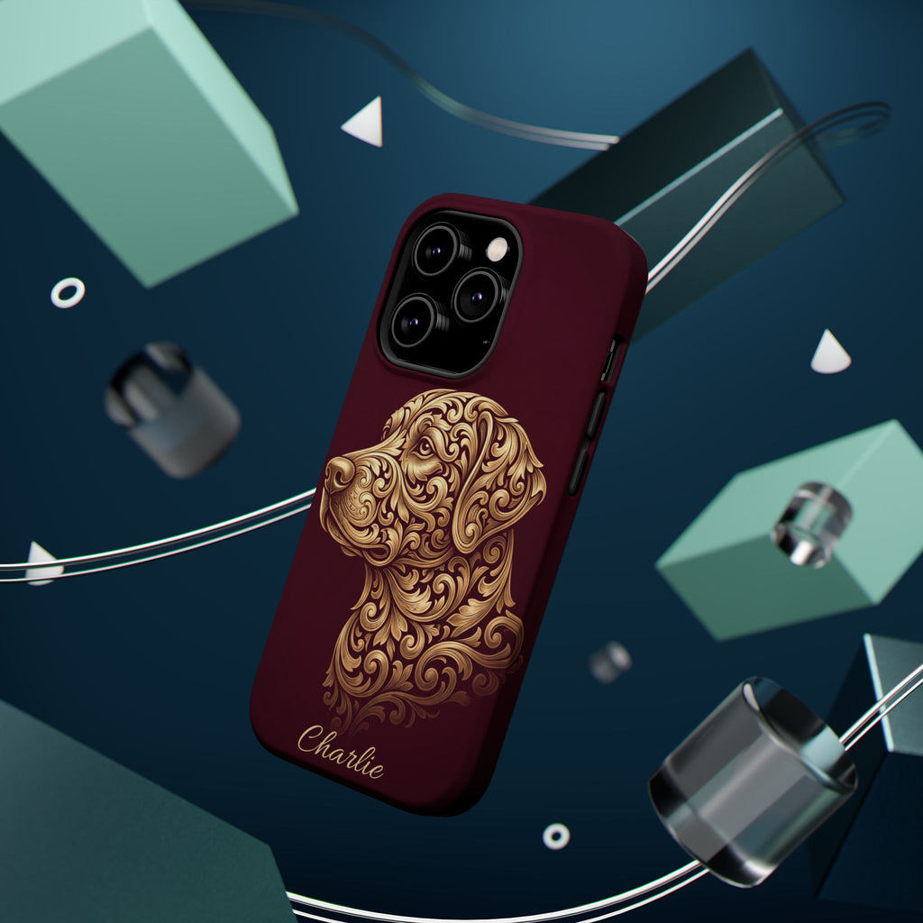 Personalized Gold Filigree Labrador Phone Case — Tough Magnetic Case with Wireless Charging