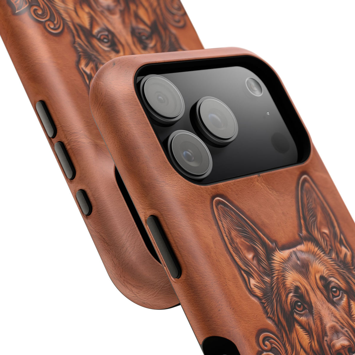 German Shepherd Phone Case | Western Tooled Art — Tough Magnetic Case with Wireless Charging