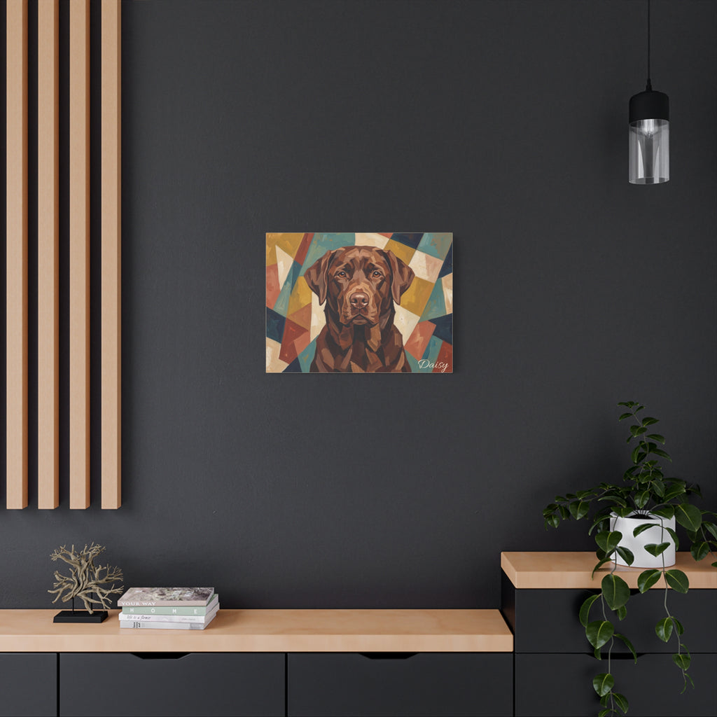 Chocolate Labrador Personalized Canvas | Mid-Century Geometric Wall Art