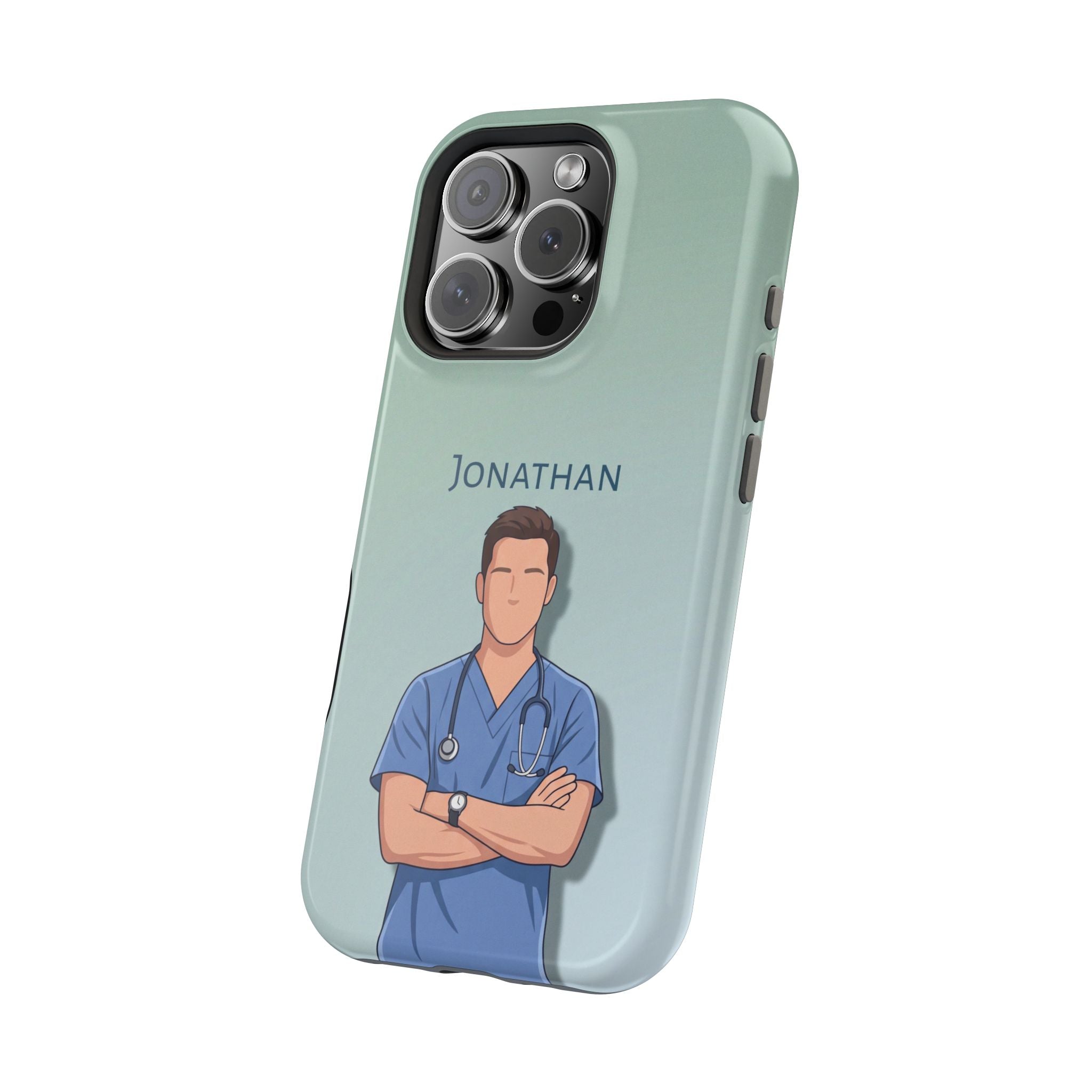 Personalized Nurse Portrait Phone Case — Impact-Resistant Wireless Charging Cover