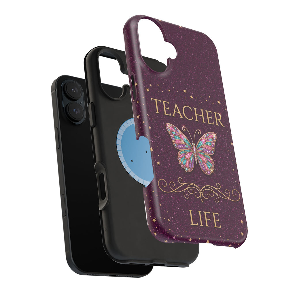 Teacher Life Glitter Butterfly Phone Case — Wireless Charging Cover