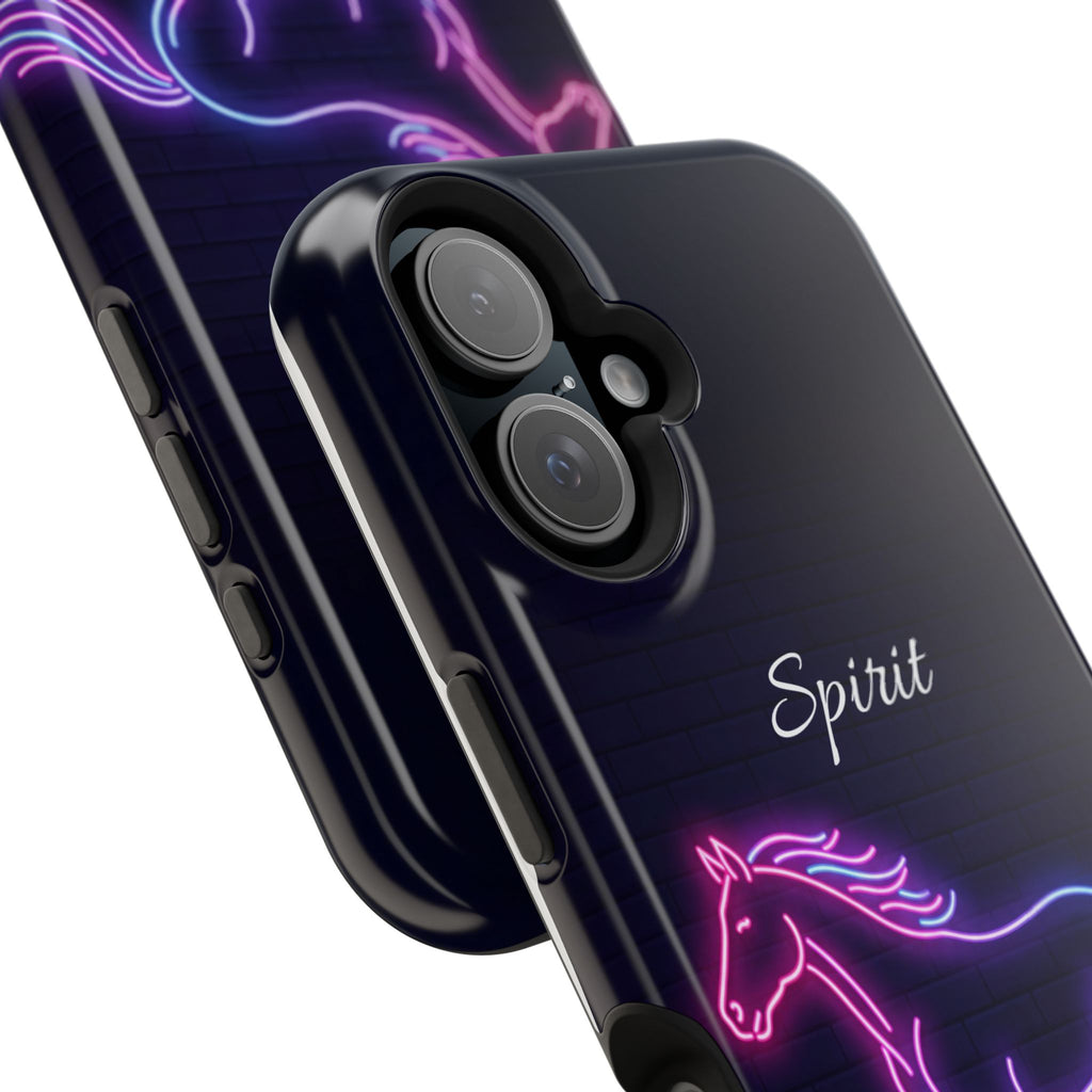 Personalized Neon Glow Horse Phone Case — Tough Magnetic Case with Wireless Charging