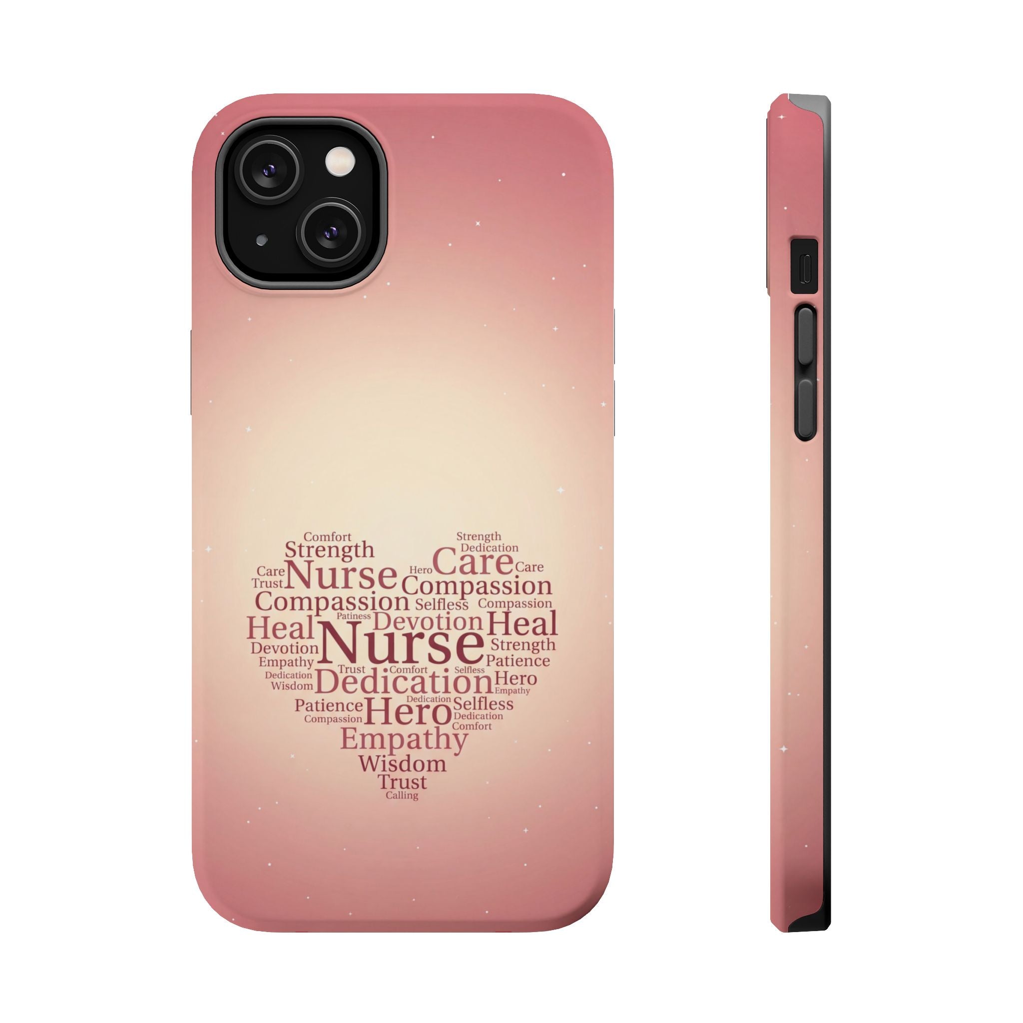 Nurse Heart Word Art Phone Case — Impact-Resistant Wireless Charging Cover