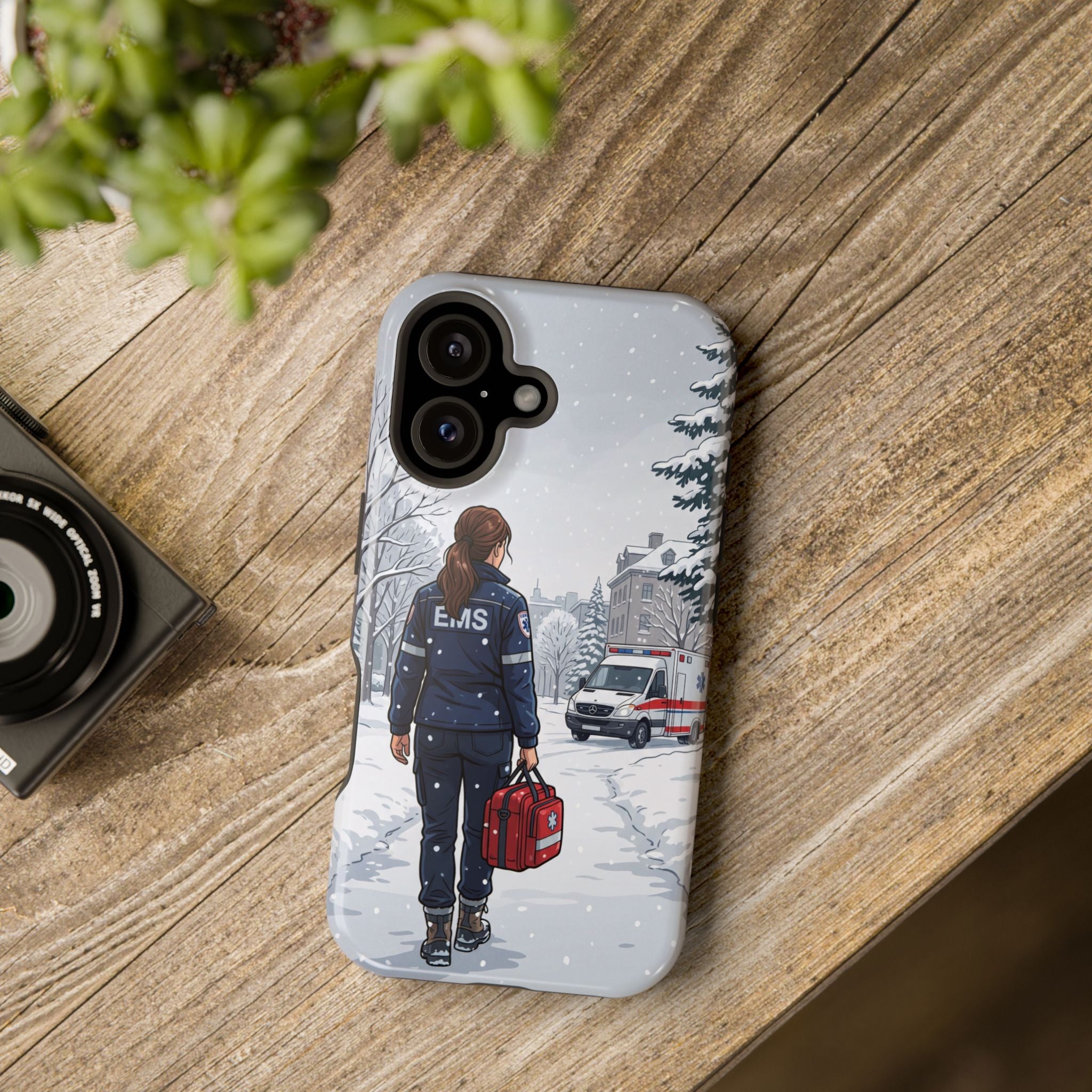 Paramedic/EMT Winter Phone Case — Magnetic Wireless Charging Cover