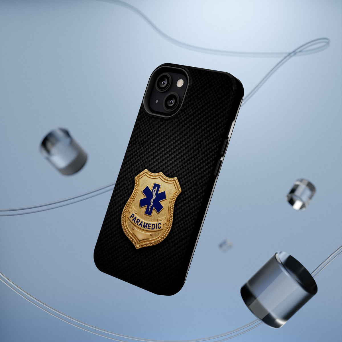 Gold Paramedic Badge Black Phone Case — Magnetic Wireless Charging Cover