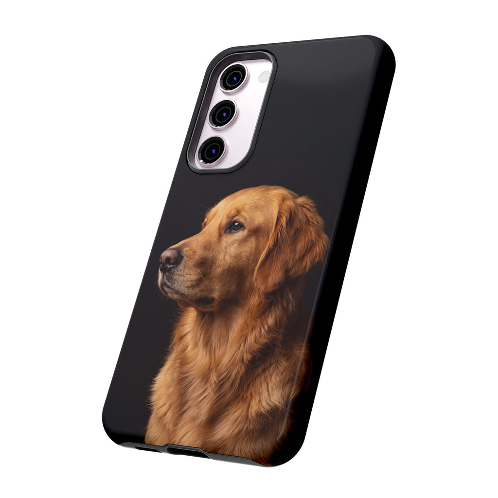 Golden Retriever Portrait Phone Case | Realistic Dog Photo on Black Background | iPhone & Samsung