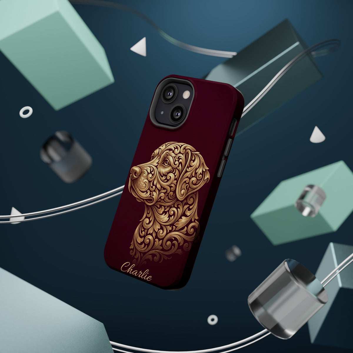 Personalized Gold Filigree Labrador Phone Case — Tough Magnetic Case with Wireless Charging
