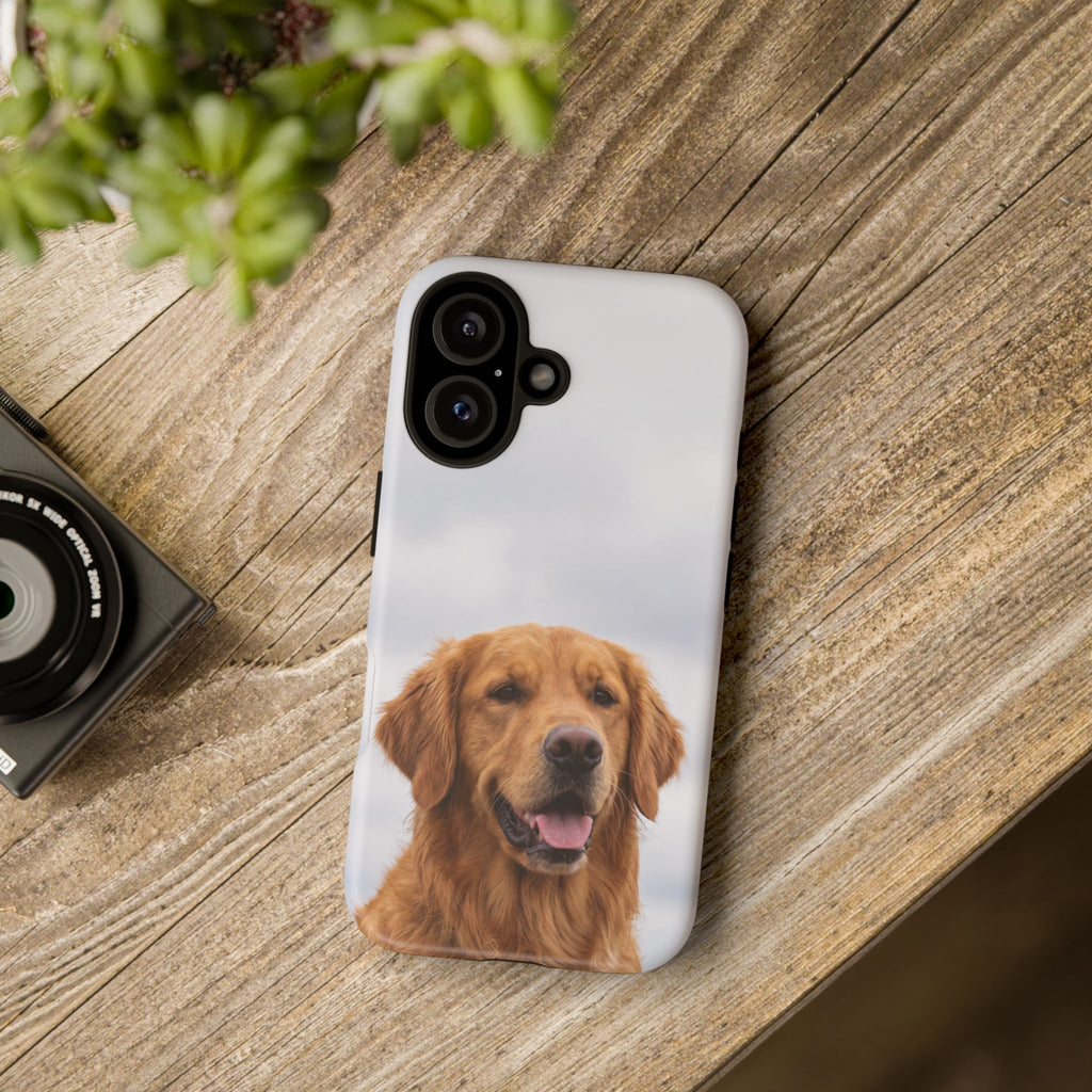 Golden Retriever Portrait Phone Case | Happy Dog Photo on Soft Sky Background | Samsung & iPhone
