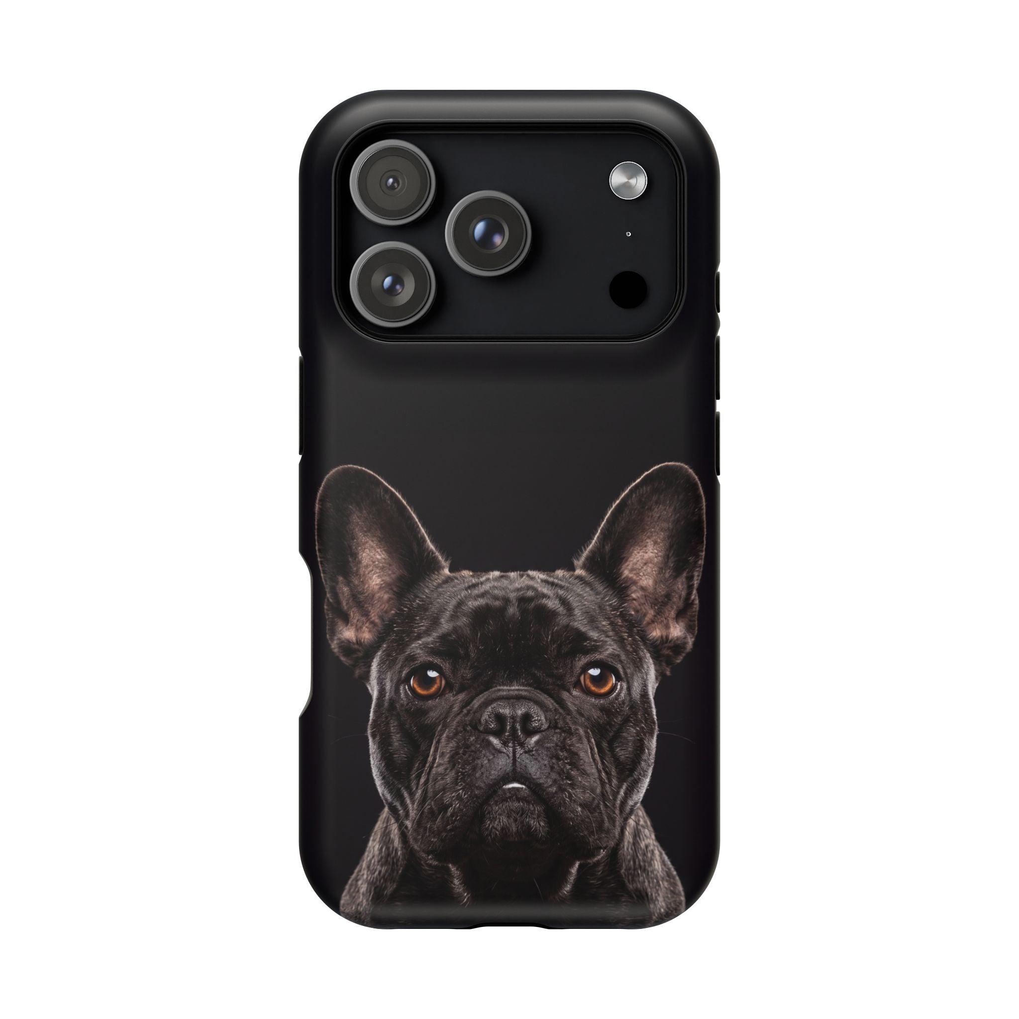 Black French Bulldog Phone Case — Impact-Resistant Wireless Charging Cover