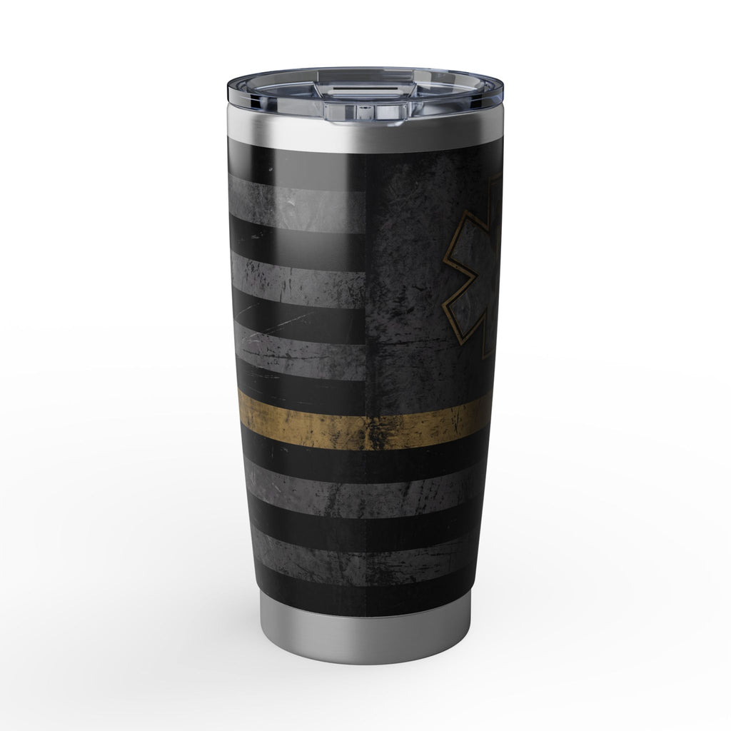 Paramedic/EMT 20oz Tumbler – Thin Gold Line Flag Design