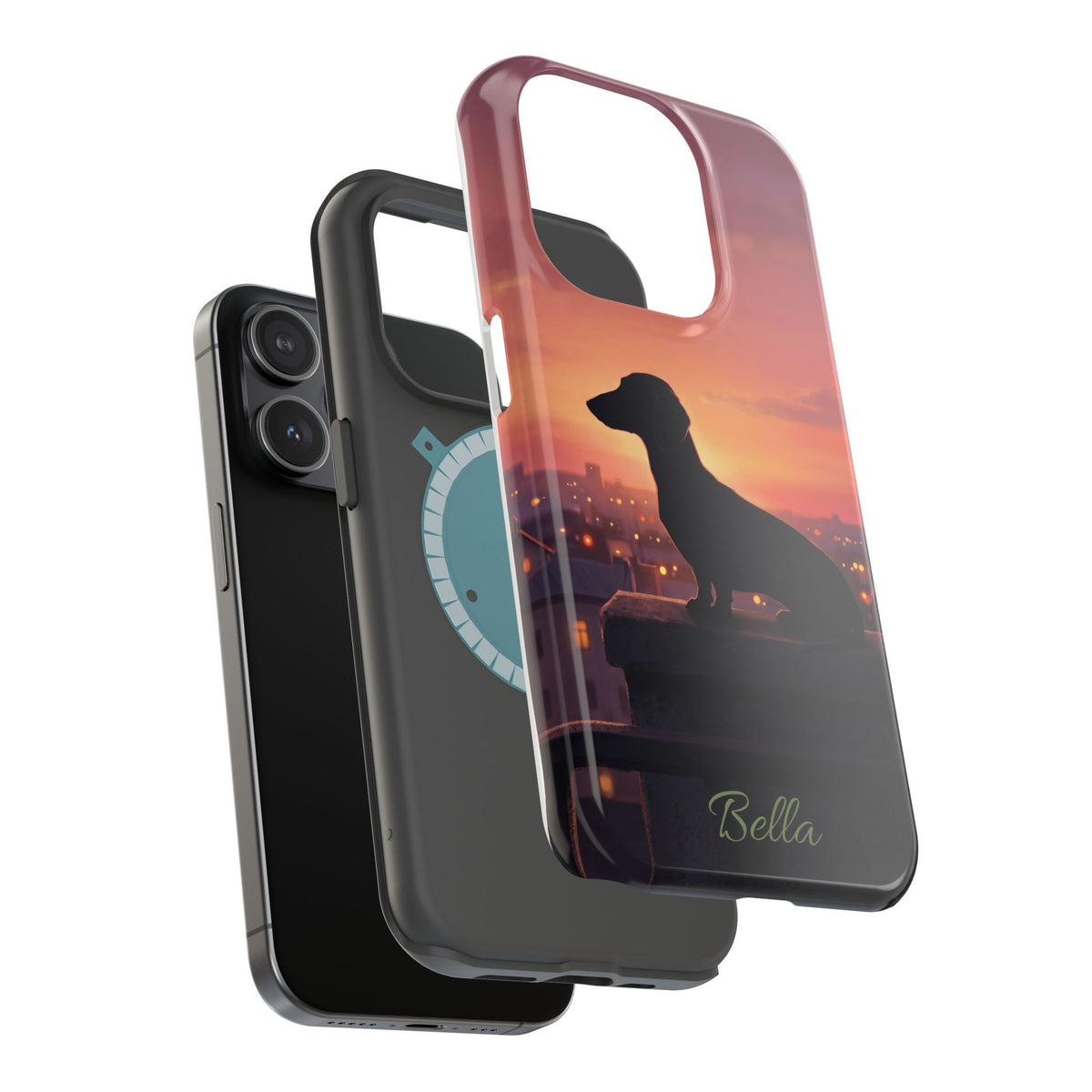 Personalized Dachshund Rooftop Sunset Phone Case — Wireless Charging Cover