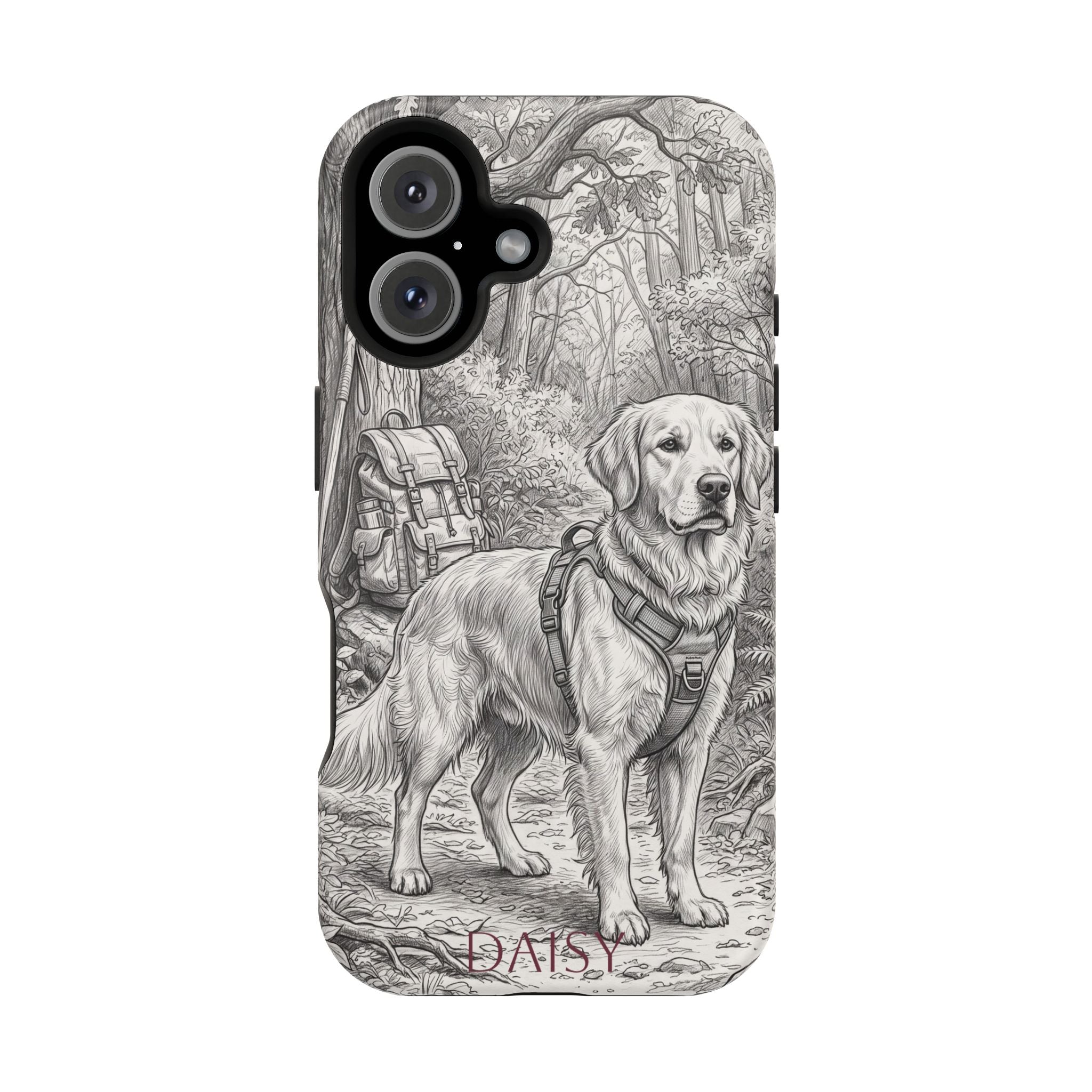 Personalized Golden Retriever Woodland Trail Phone Case — Wireless Charging Cover